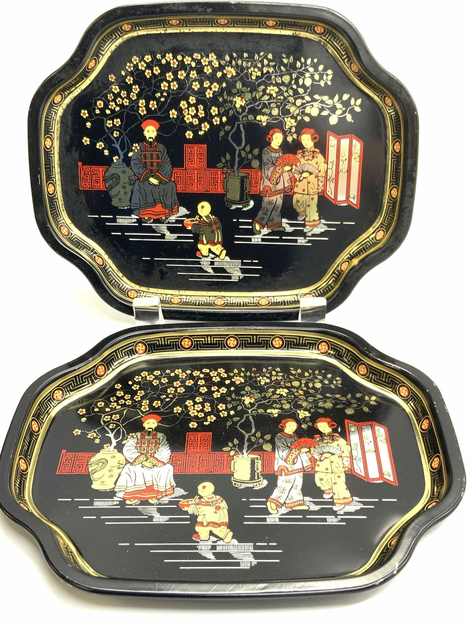 Pr Elite Trays Chinoiserie Toleware Trays England (1 of 7)