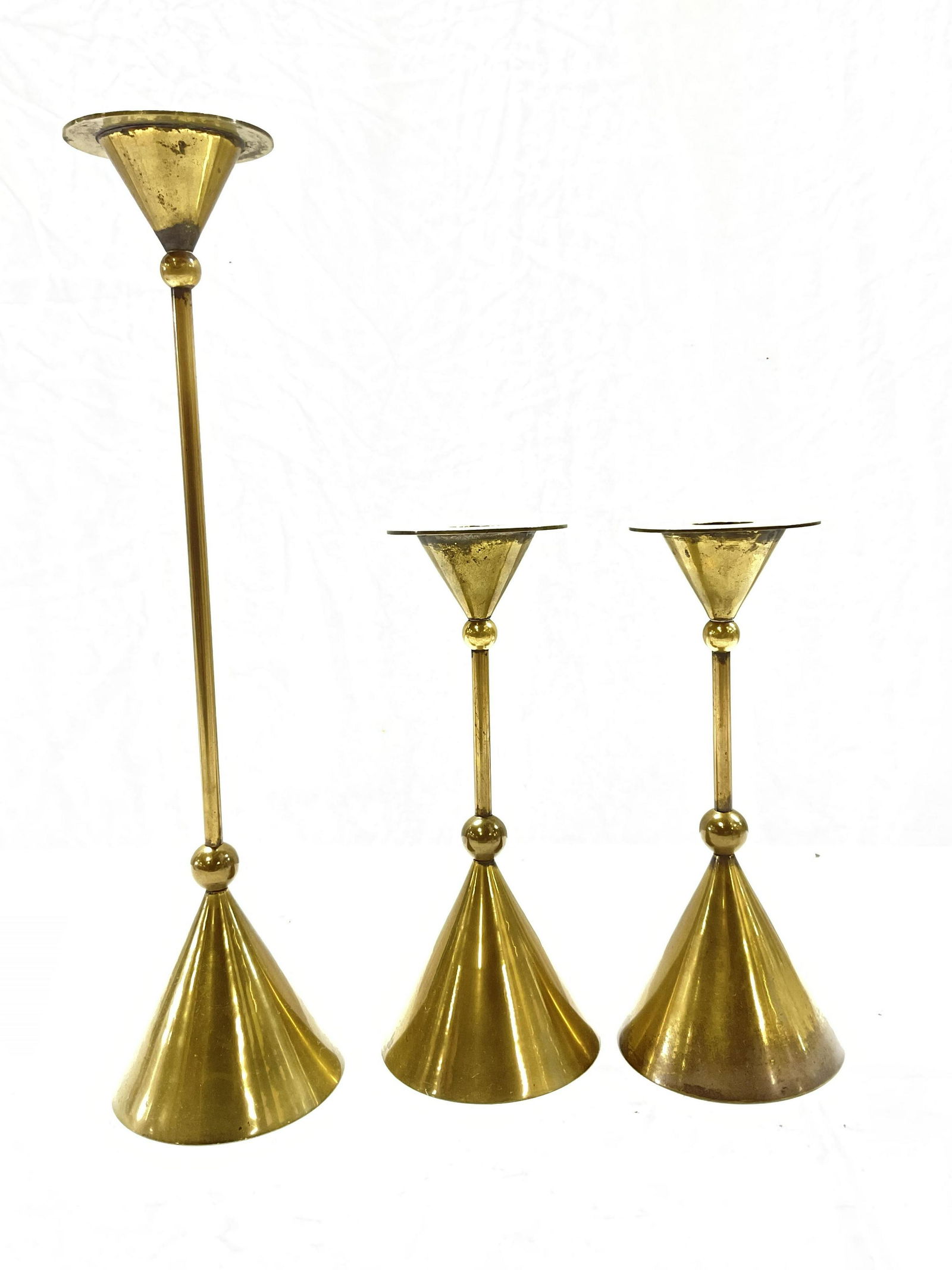 3 SILVESTRI Italian Designer Brass Candlesticks (1 of 6)