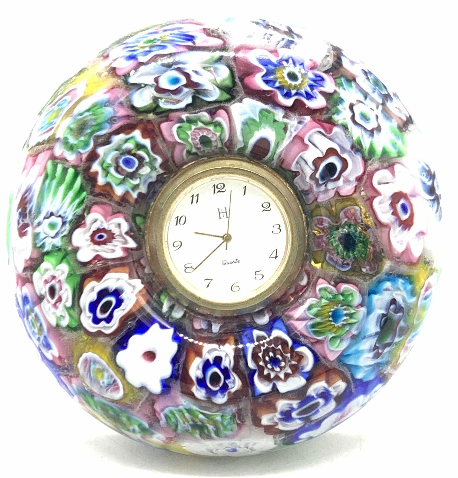 Murano Style Millefiori Art Glass Tabletop Clock (1 of 7)