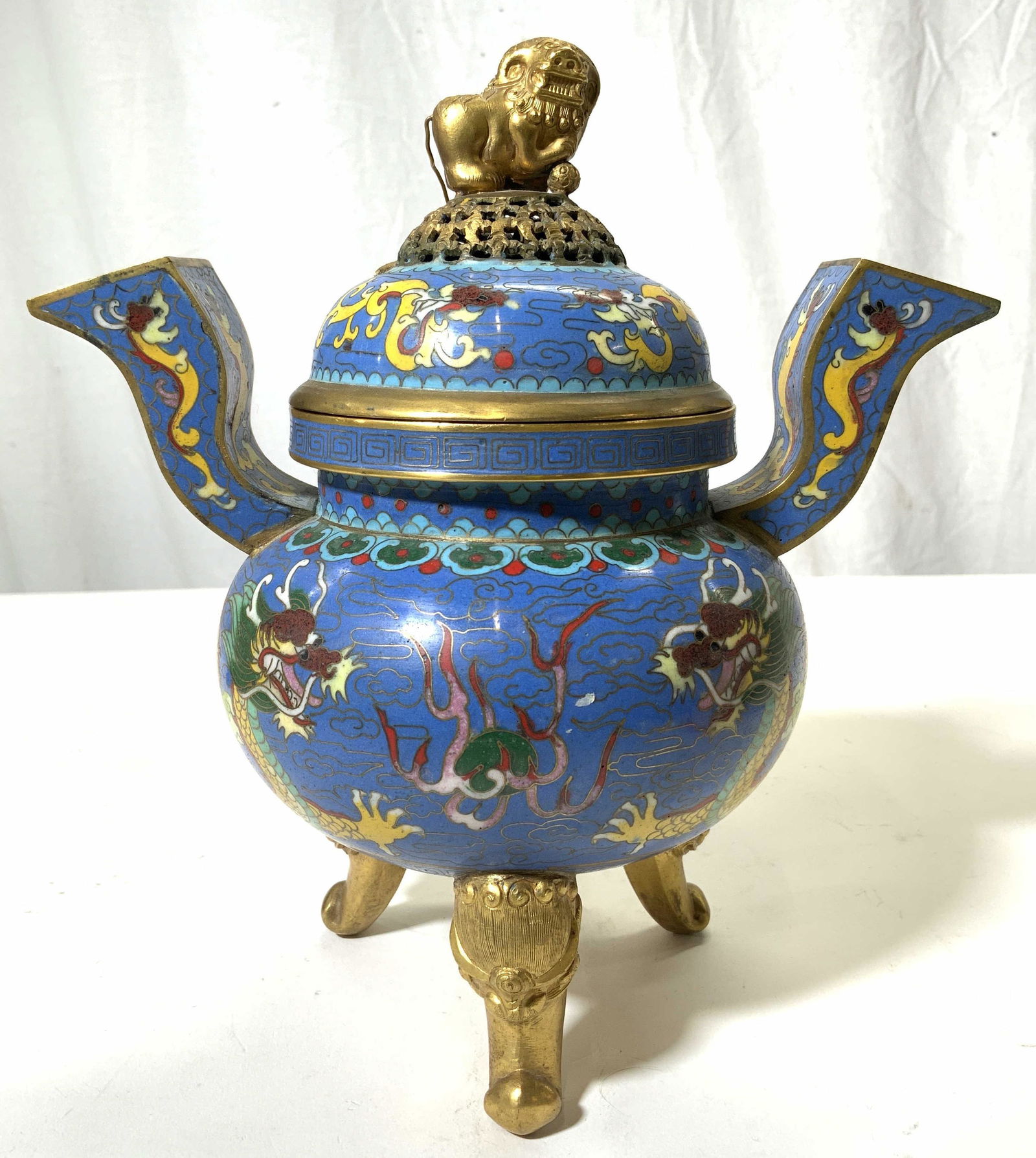 Trademarked Lidded Asian Enamel Footed Vessel (1 of 10)