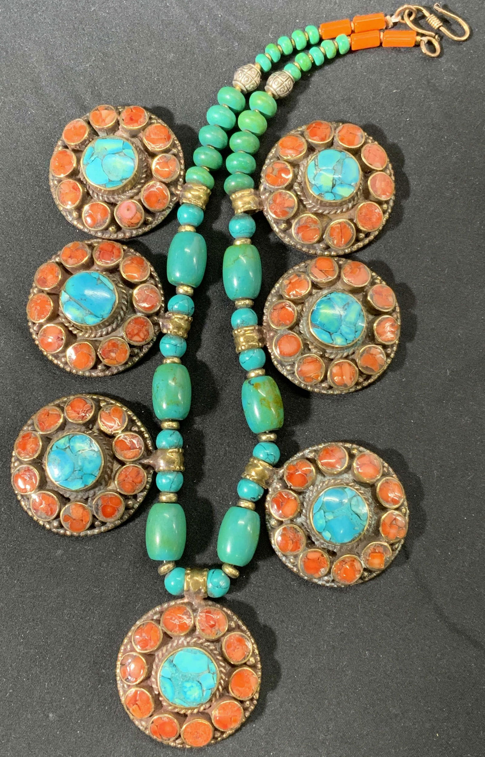 Vintage Costume Red & Blue Turquoise Necklace (1 of 6)