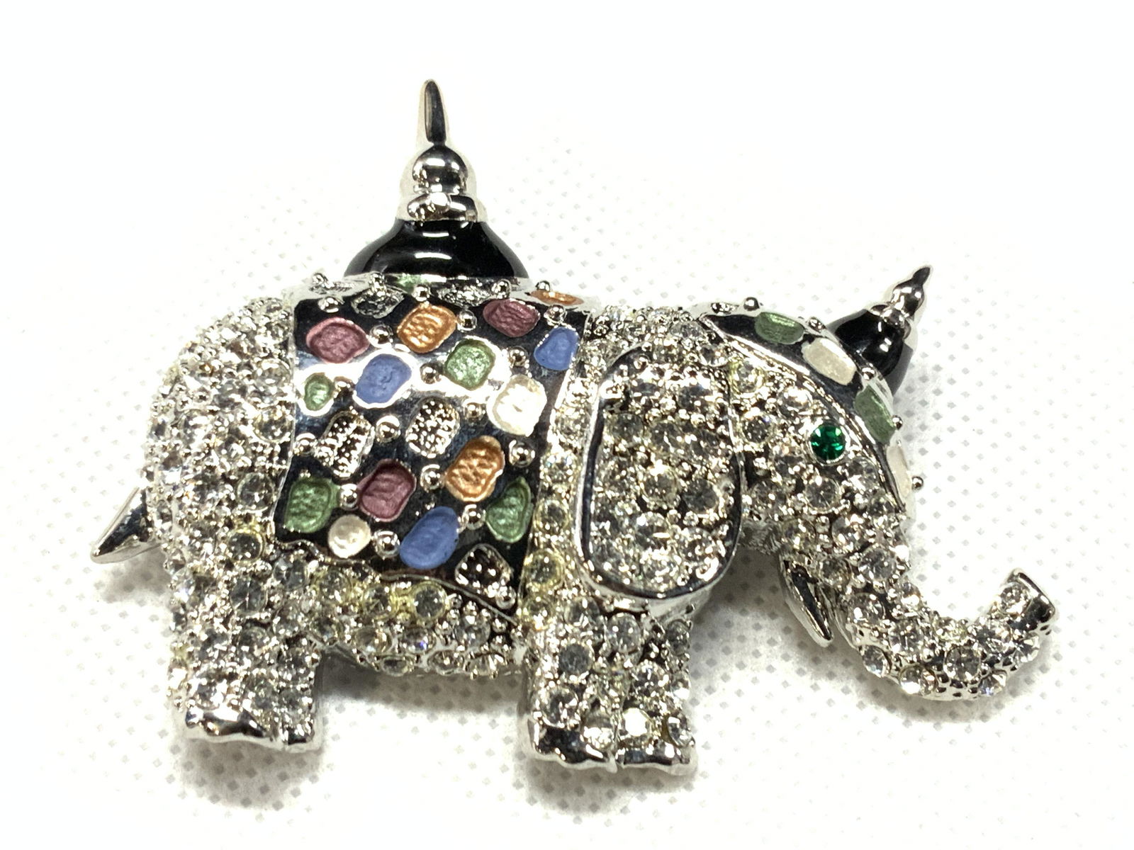 BA Signed Ornate Rhinestone Elephant Brooch (1 of 7)
