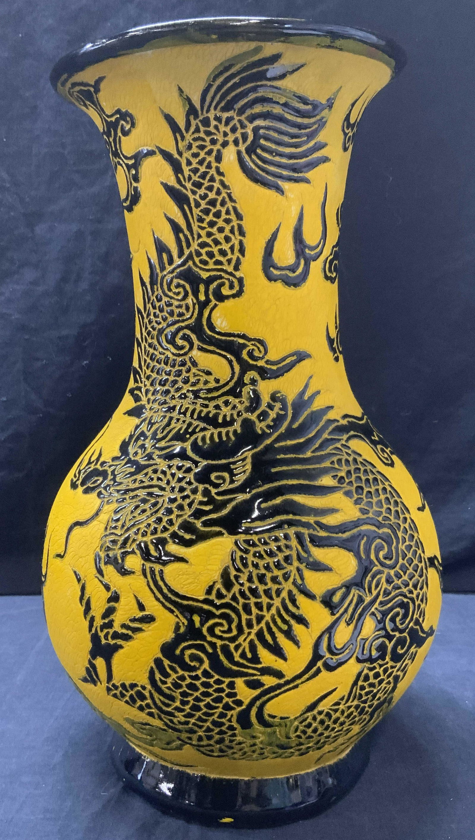 Asian Style Incised Dragon Stoneware Vessel (1 of 9)