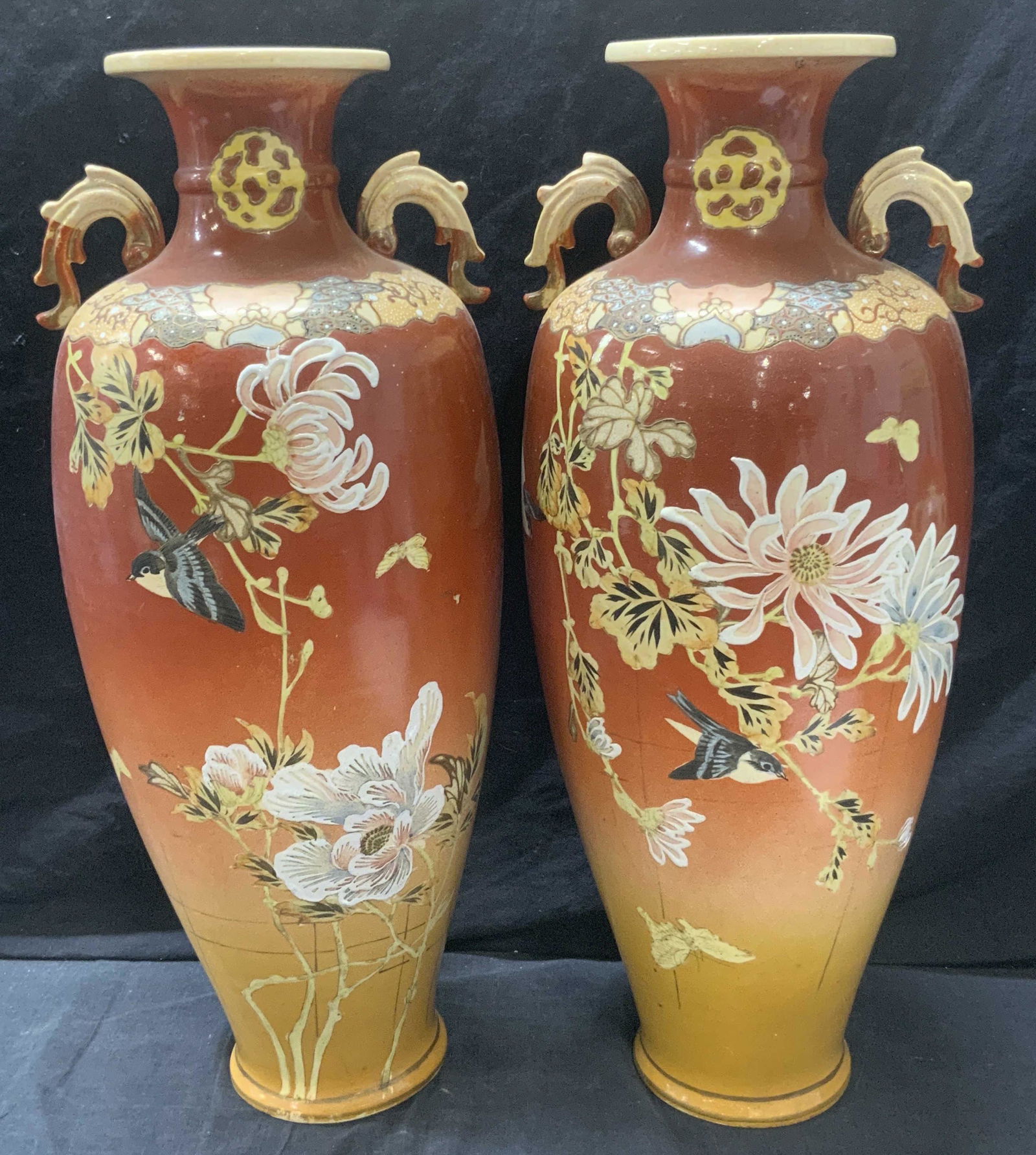 Pair Moriage Ceramic Asian Style Vessels (1 of 13)
