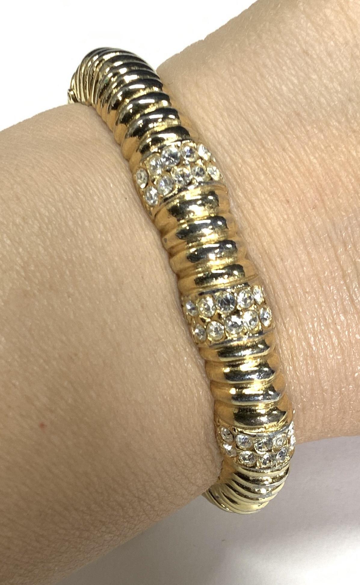 Gay Boyer Gold Tone & Crystal Hinge Bracelet (1 of 5)