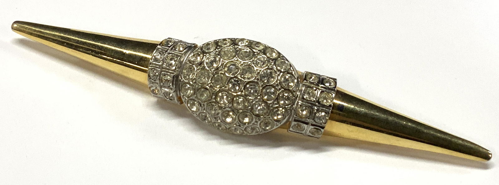 Art Deco Vintage Gold Tone and Crystal Brooch (1 of 4)