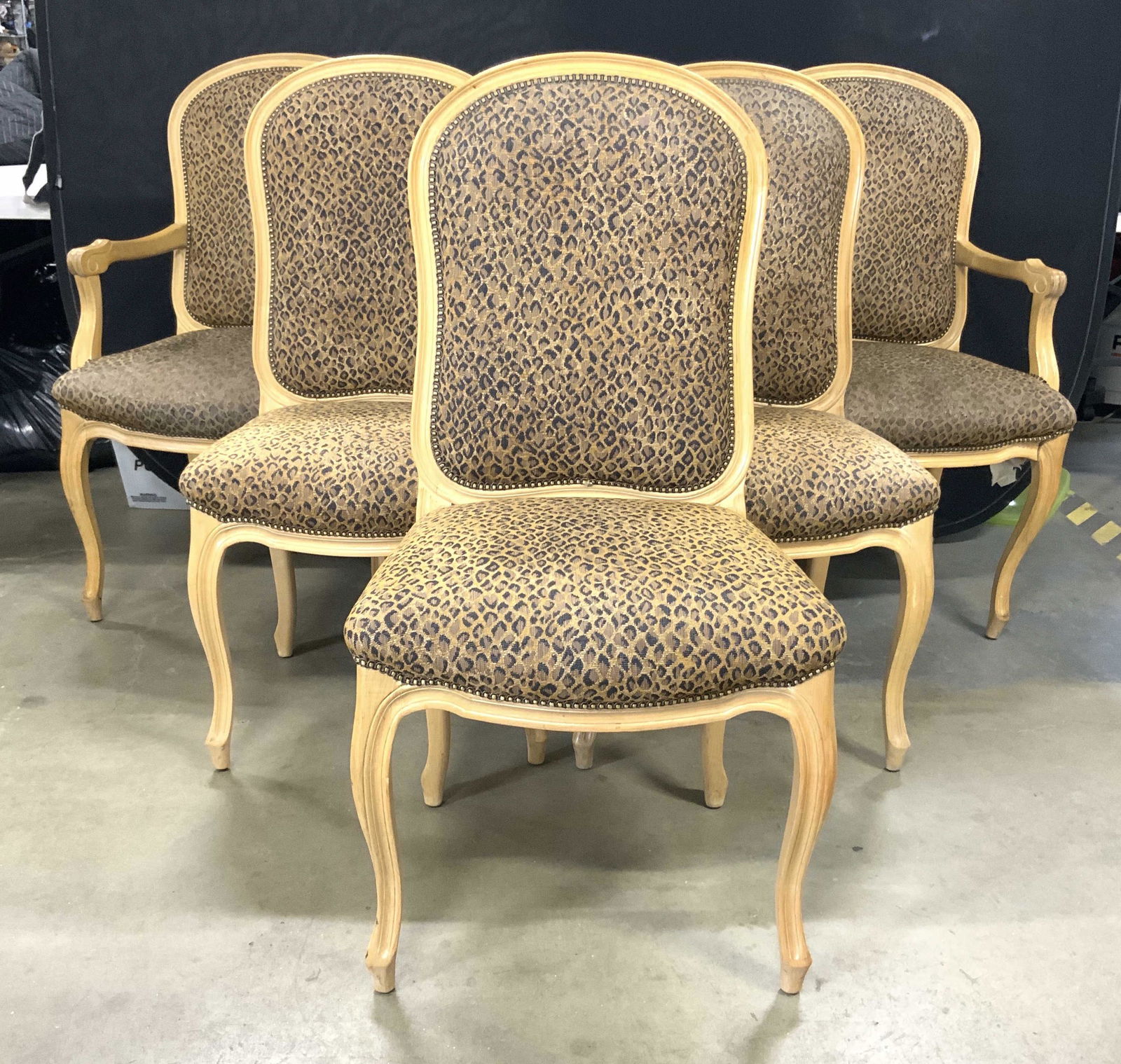 Set 6 Leopard Print Upholstered Dining Chairs (1 of 14)