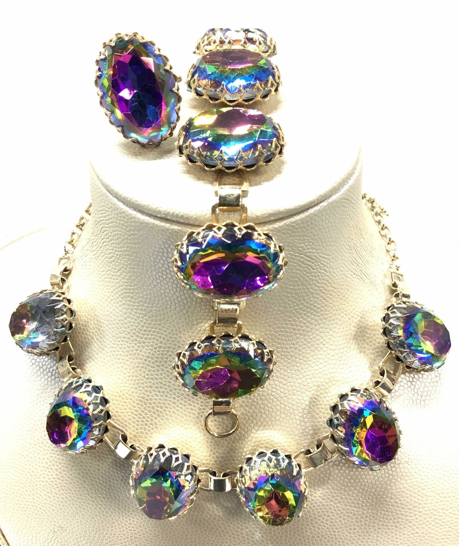 Rainbow Rhinestone 3 Pc Vintage Jewelry Set (1 of 6)