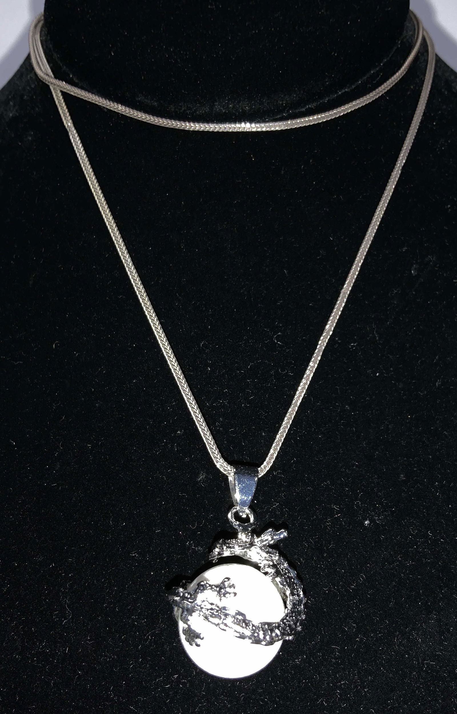 Sterling Silver Wheat Chain w Pendant, Italy (1 of 3)