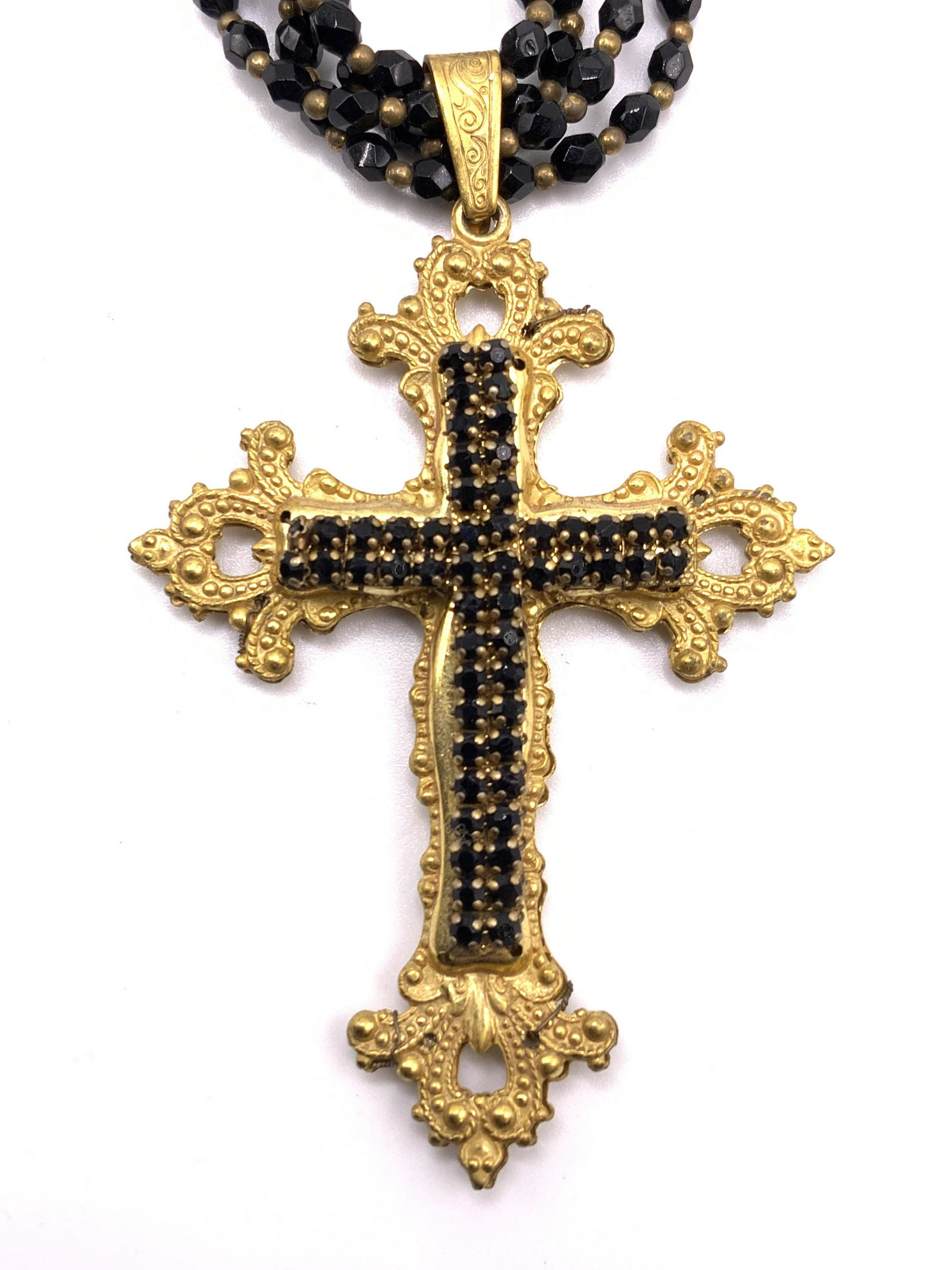 MIRIAM HASKELL Vintage Beaded Crucifix Necklace (1 of 6)