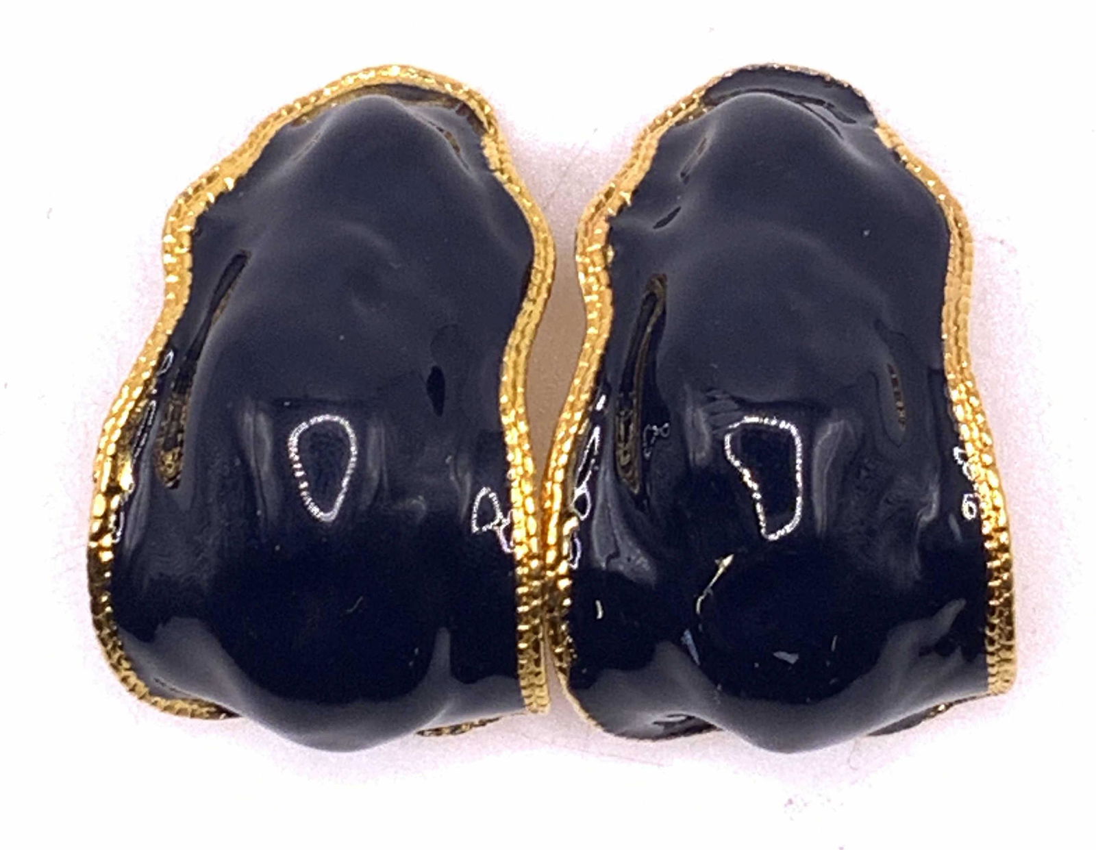 Vintage Gold Tone Navy Blue Statement Earrings (1 of 6)