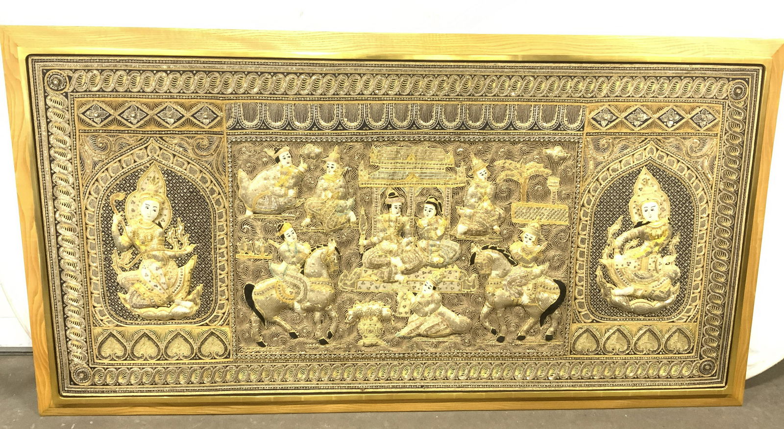 Hindu Deity Relief Embroidered Textile XL 74inL (1 of 10)