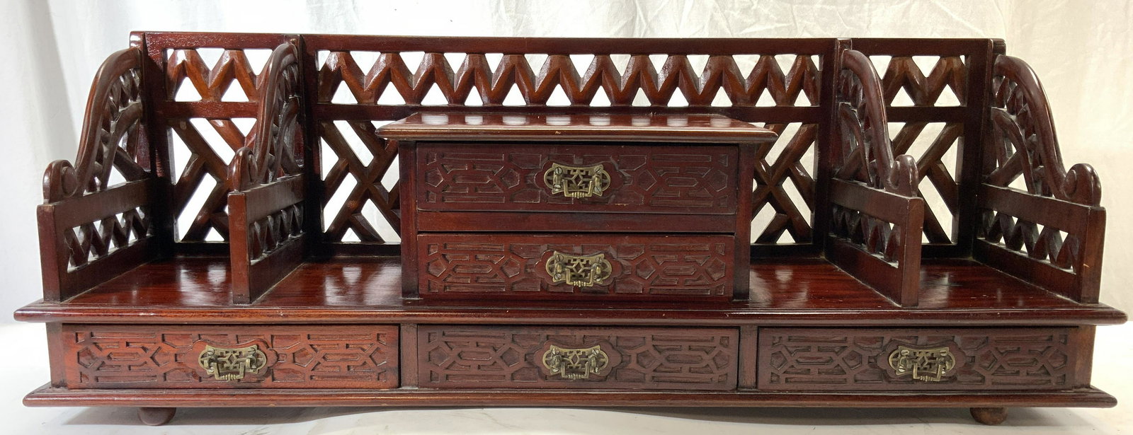 Asian Carved Wooden Altar Chest W Drawers (1 of 11)