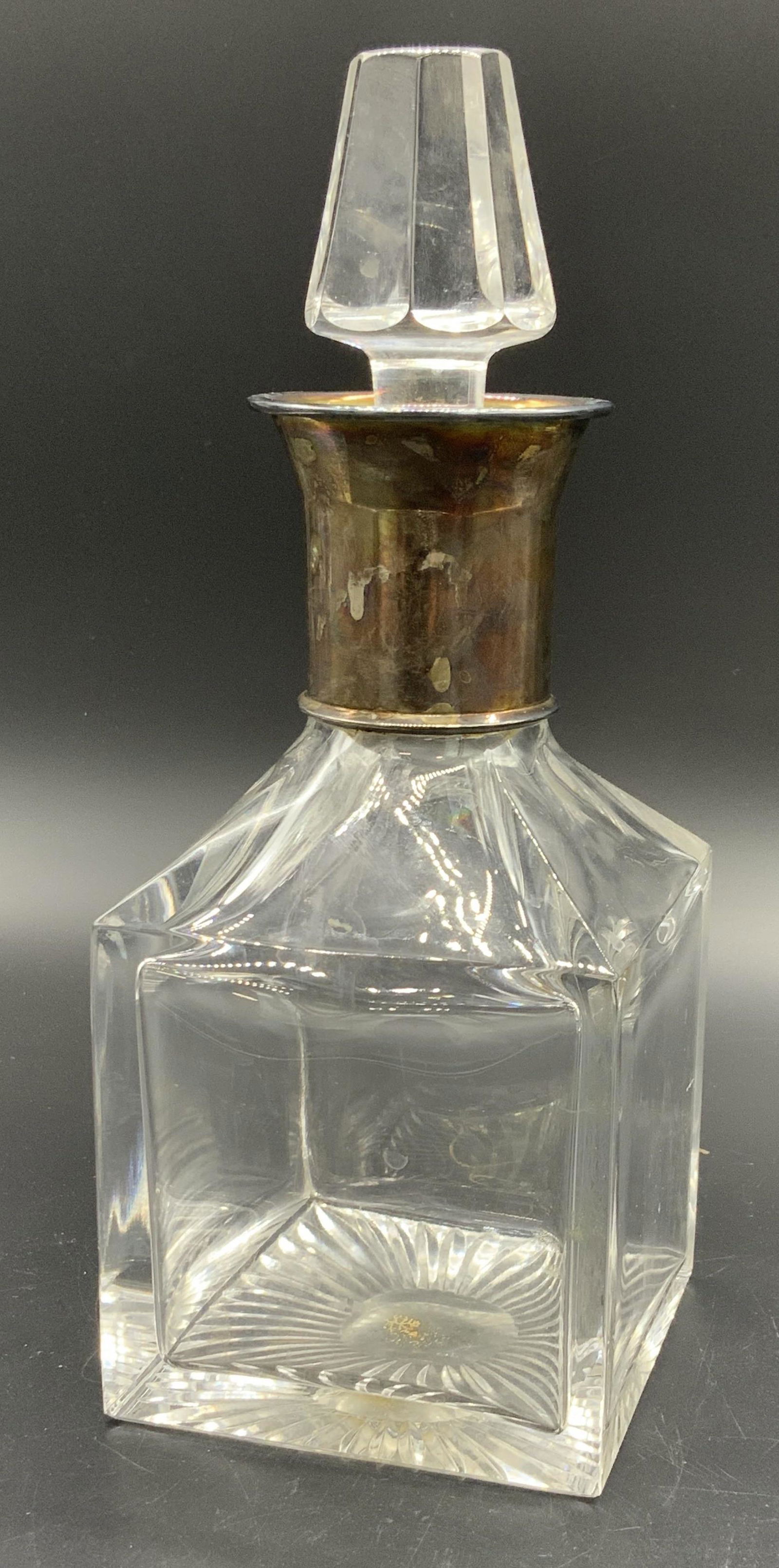 ATLANTIS Crystal W Silver Plate Decanter, Portugal (1 of 7)