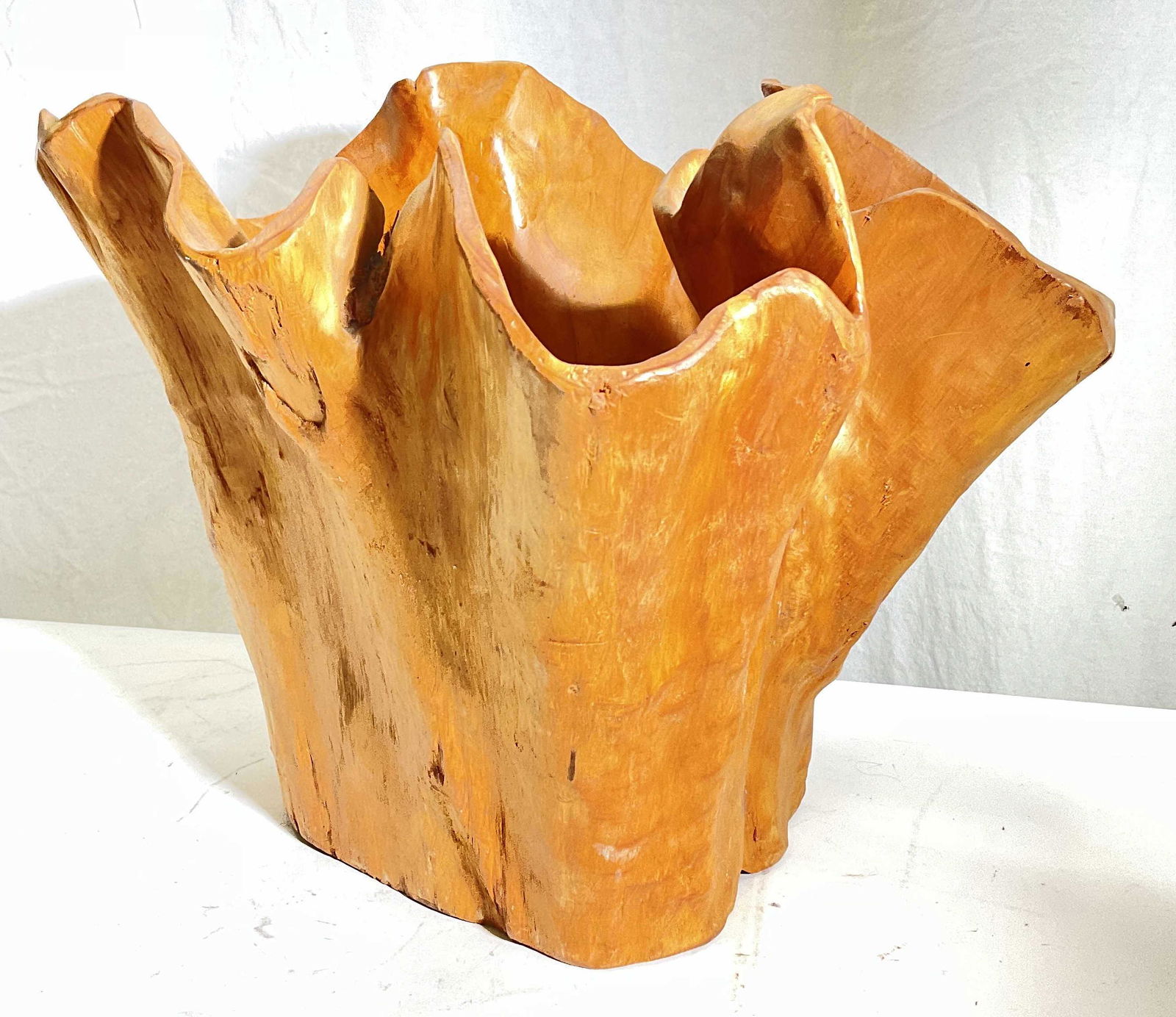 xL Signed Blooming Teak Wood Display Vessel (1 of 10)