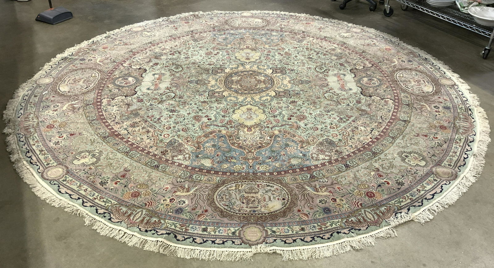 Vintage Handmade Oriental Circular Silk Rug (1 of 10)