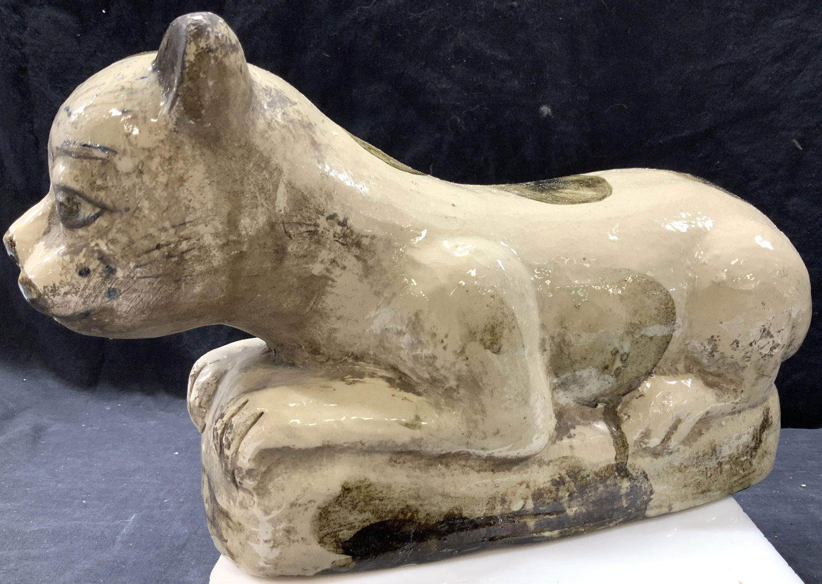 Antique Asian Cat Figural Porcelain Pillow (1 of 5)