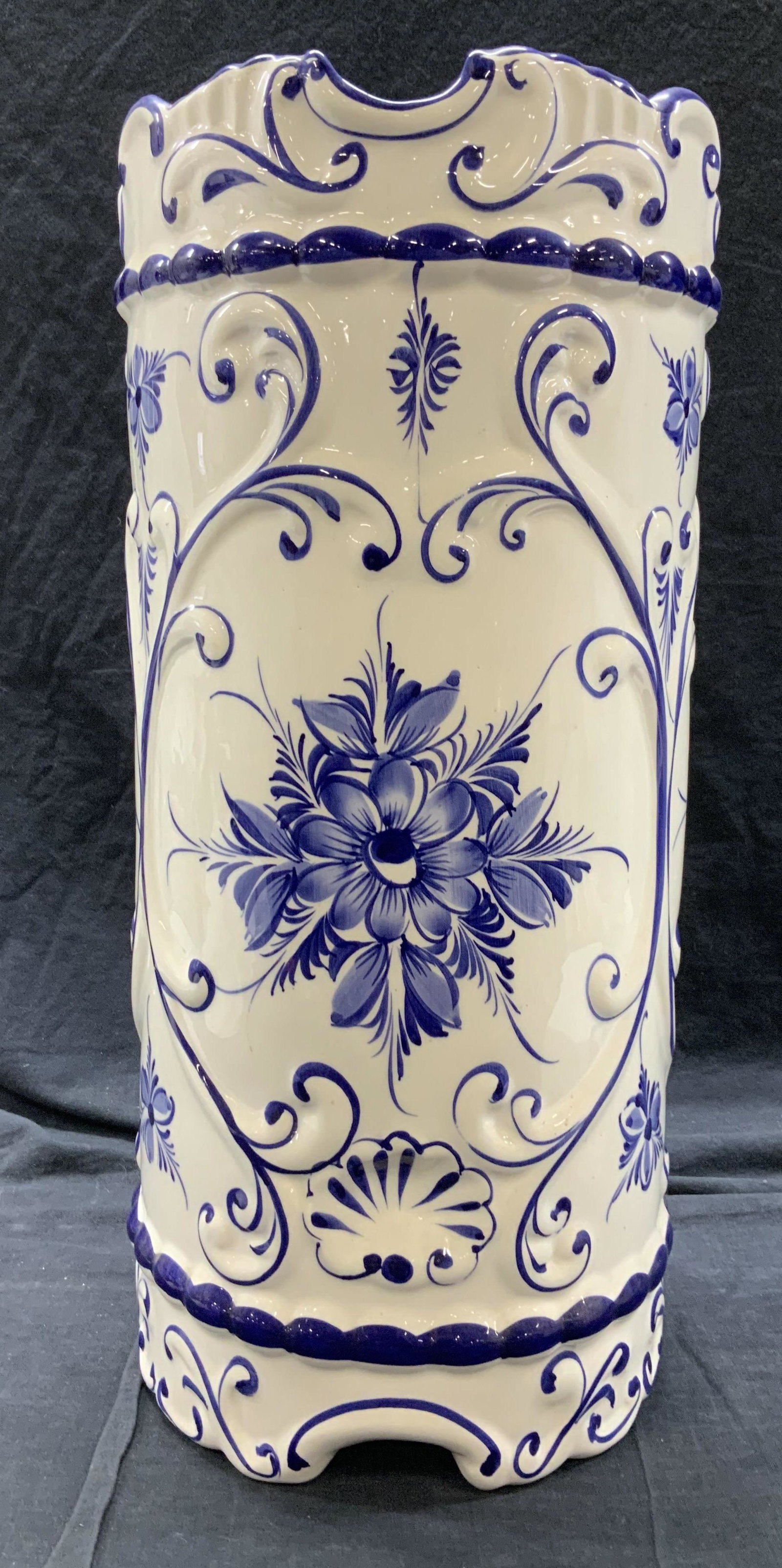 RCCI Blue & White Ceramic Umbrella Holder Portugal (1 of 7)