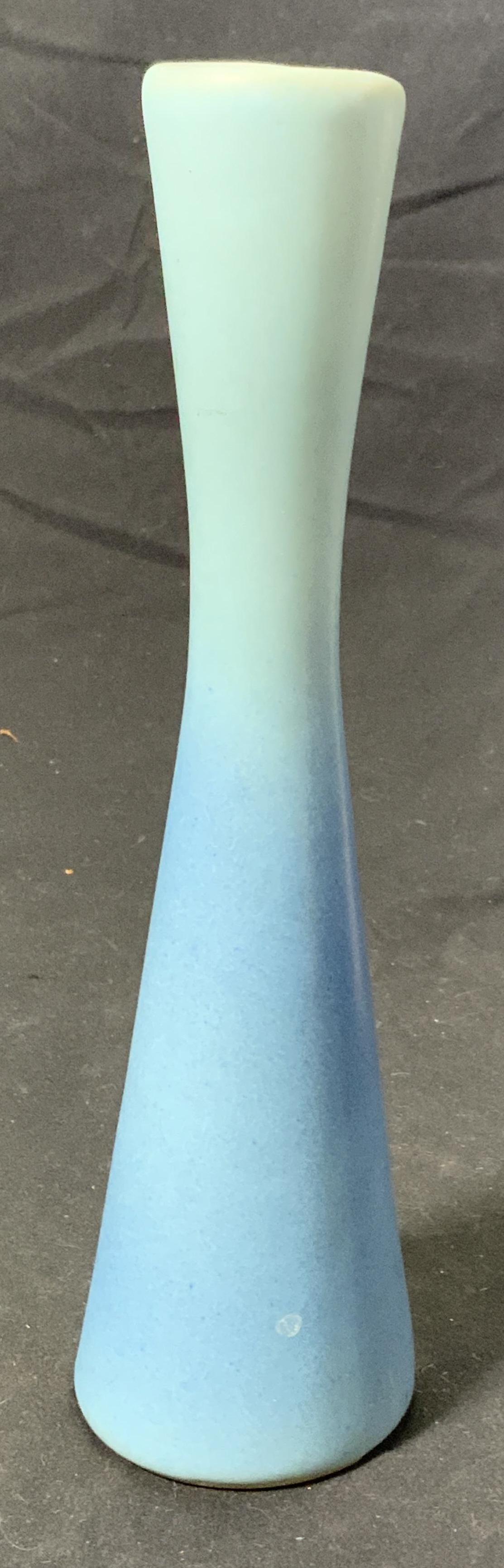 VAN BRIGGLE Art Pottery Blue Hourglass Vase (1 of 4)