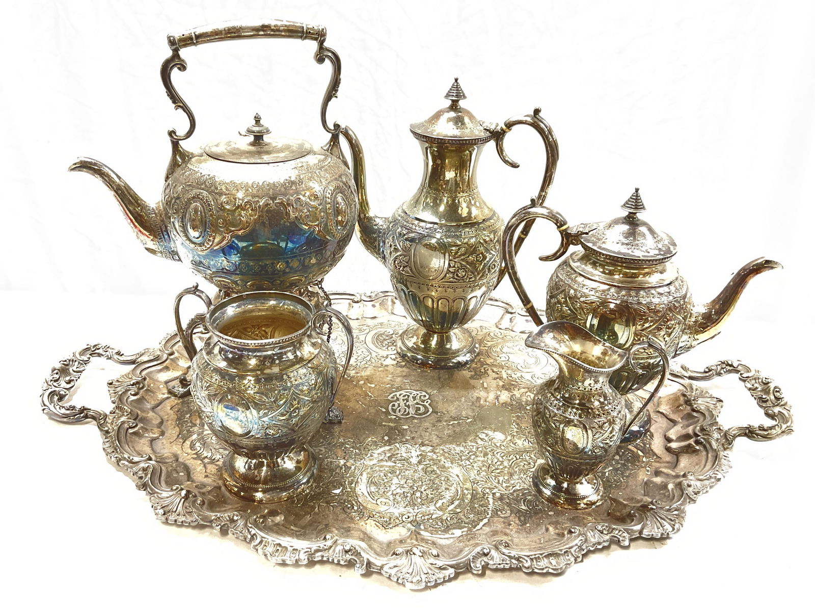 Set6 Reed&Barton J & Co EPNS Repousse Tea Service (1 of 12)