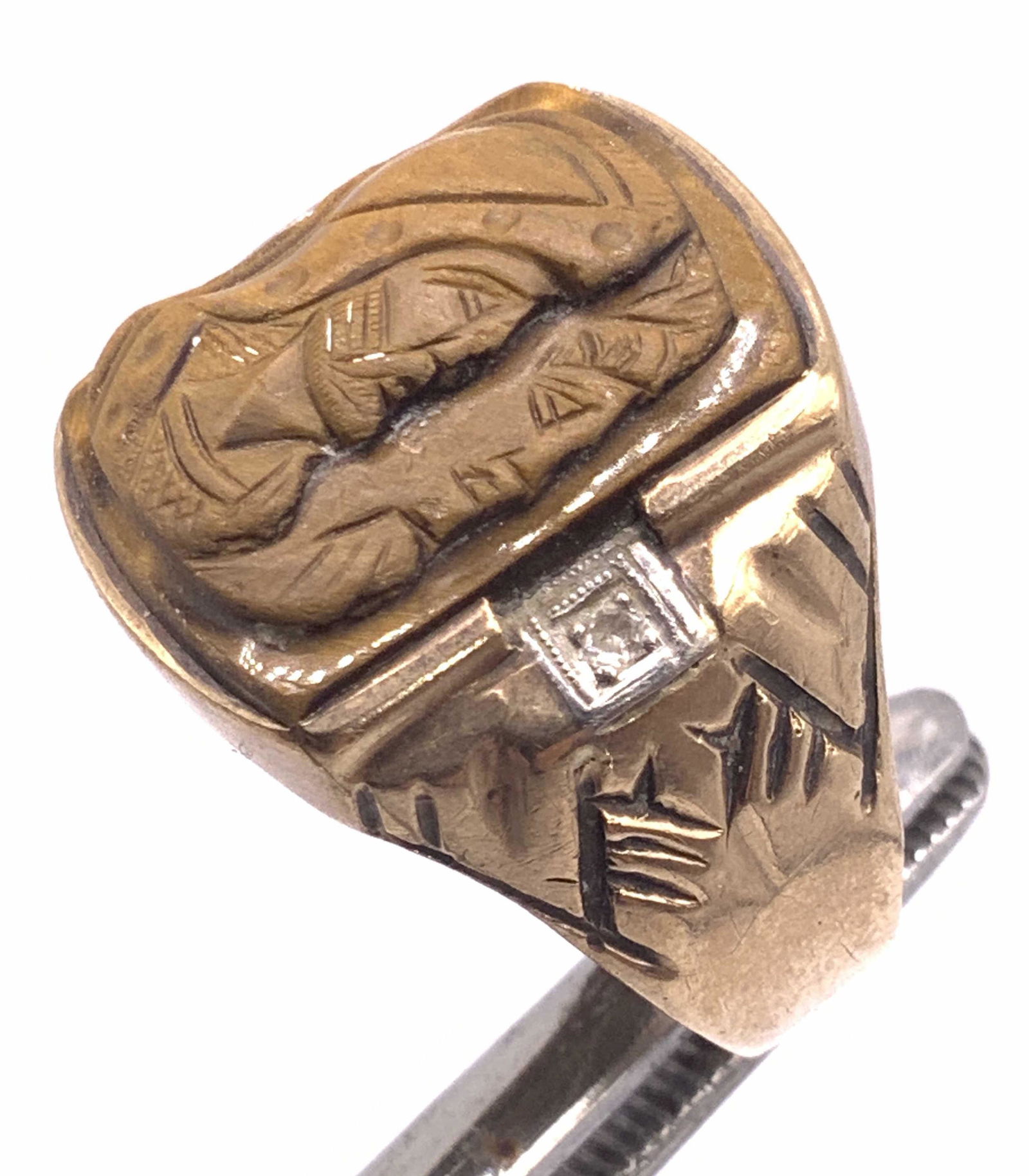 Vintage 10K GOLD DIAMOND Warrior Portrait Ring (1 of 13)