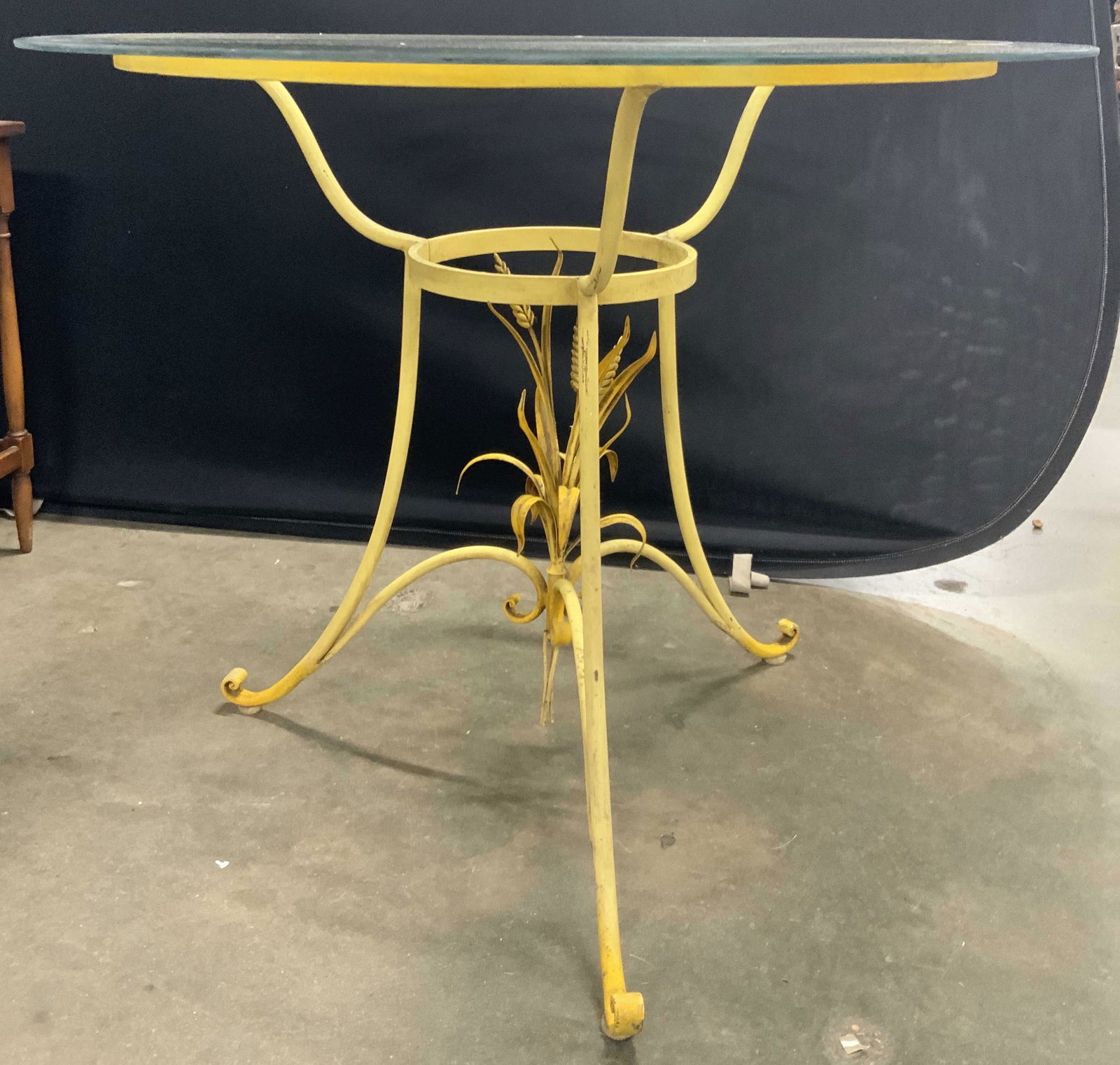 Vintage Painted Iron & Glass Top Patio Table (1 of 9)