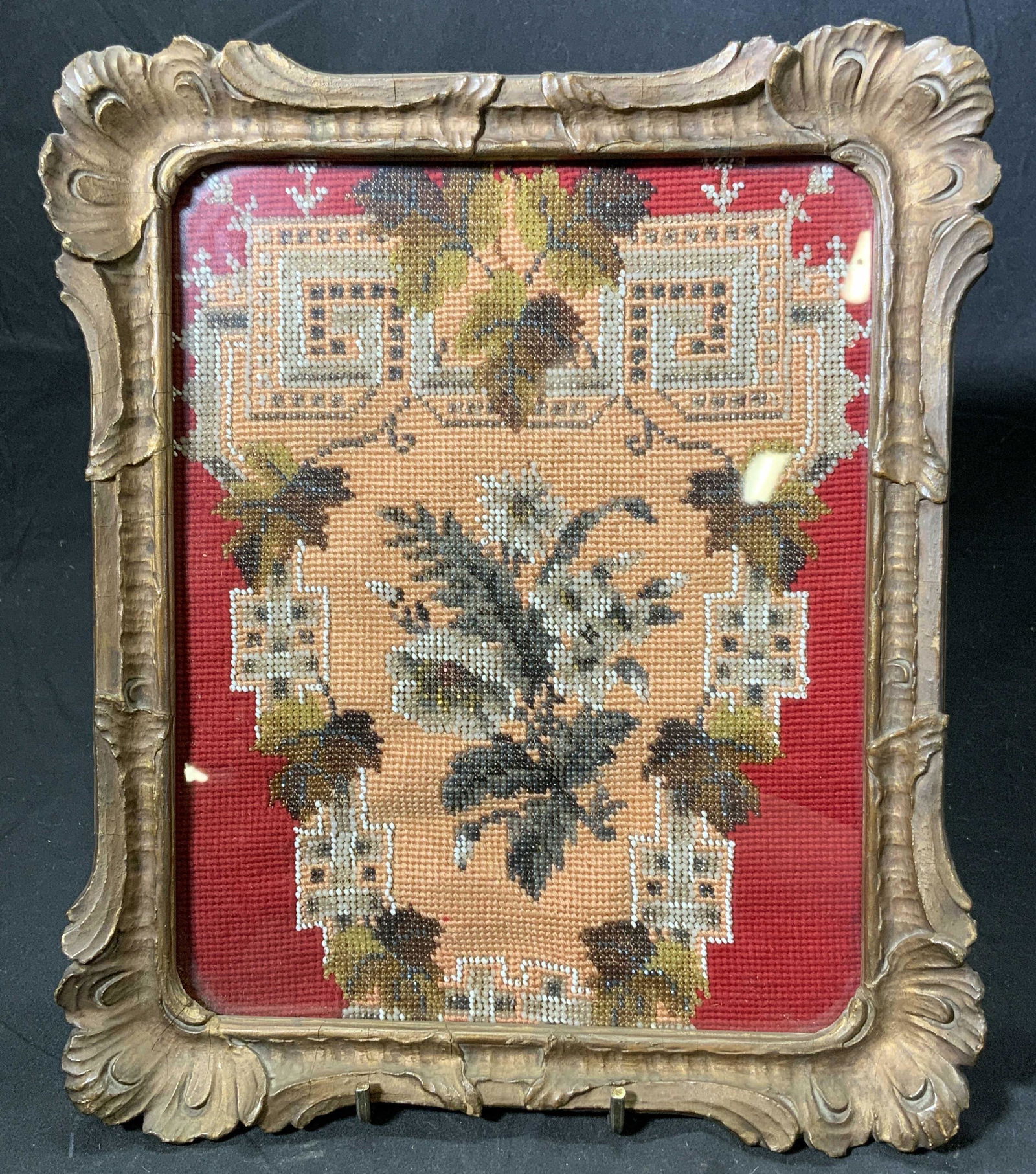 Vintage Framed Floral Needlepoint Artwork (1 of 4)