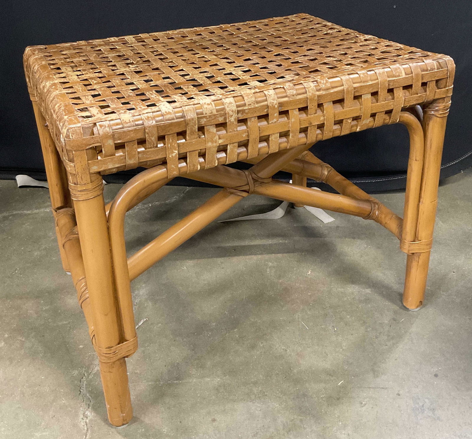 Vintage Rectangular Ratan Bench / Stool (1 of 7)