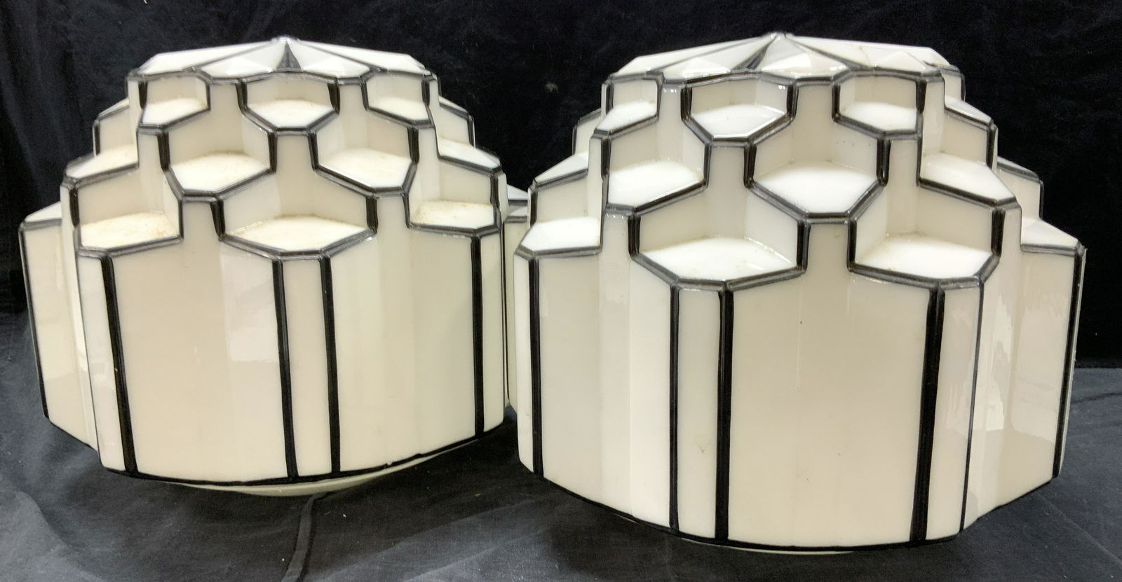 Pair Art Decor Milk Glass Light Shades (1 of 8)