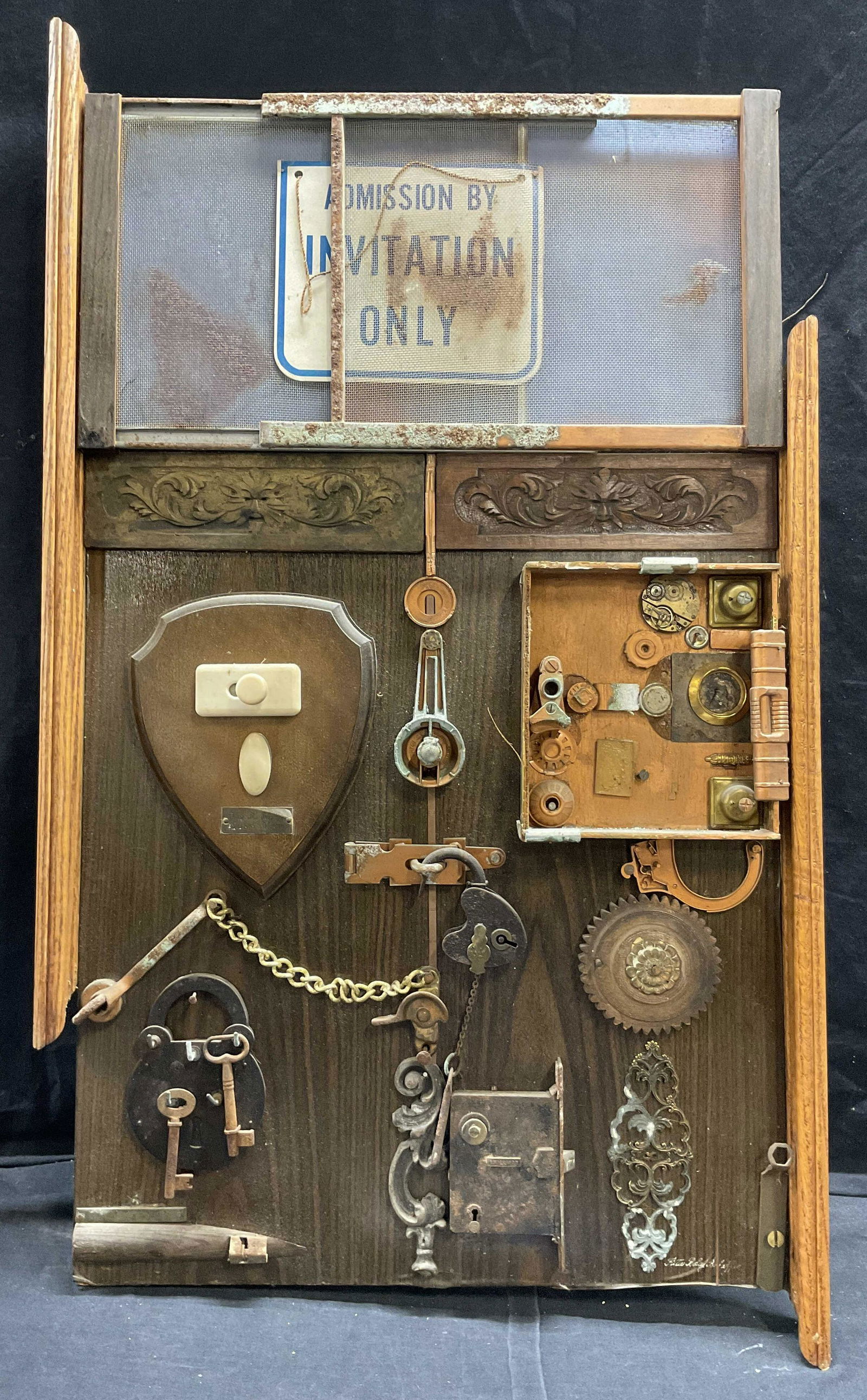 RITA BOLEY BOLAFFIO Signed Lock & Key Collage Art (1 of 7)