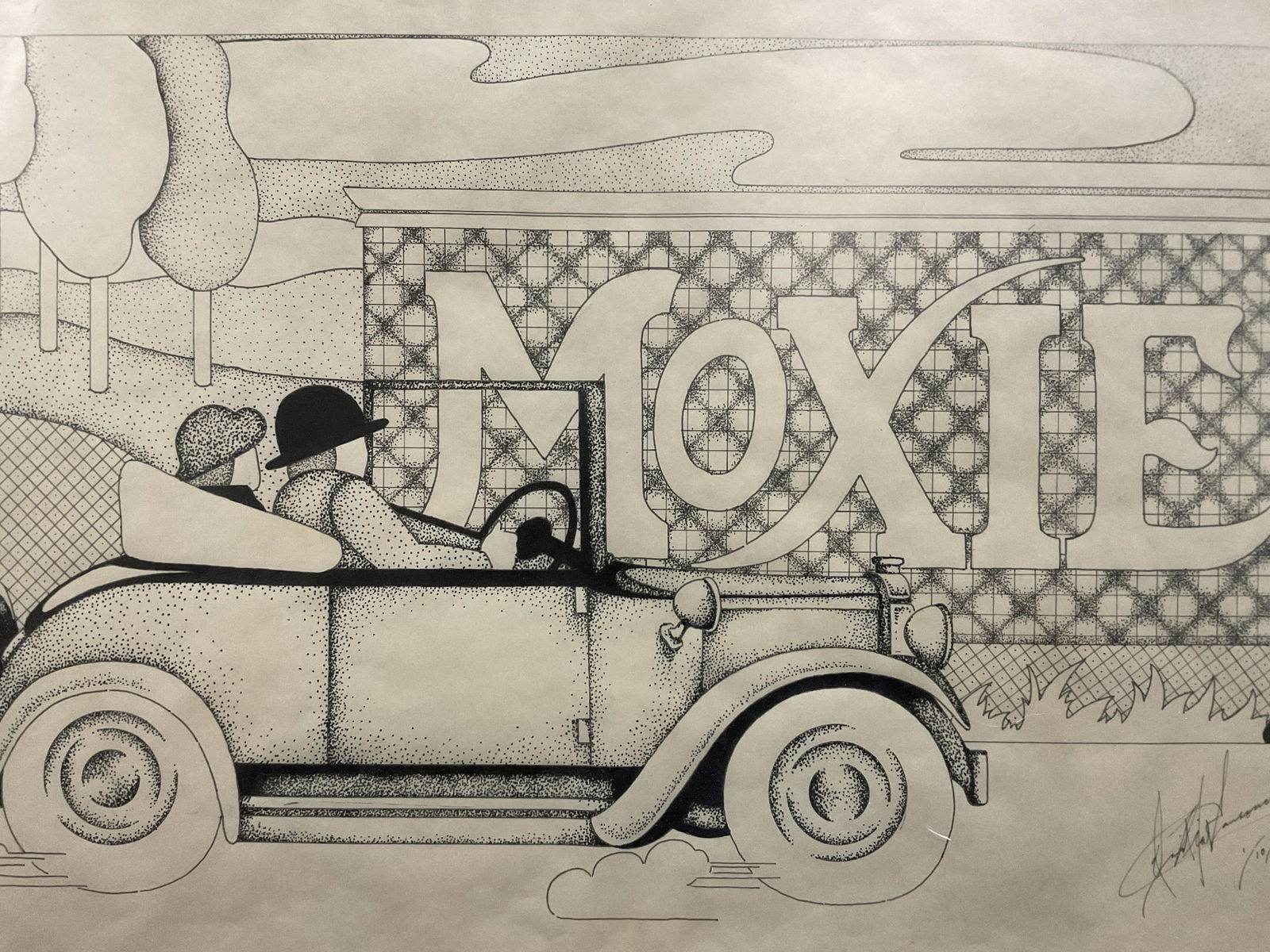 Signed Moxie Ink Drawing 1977 (1 of 7)