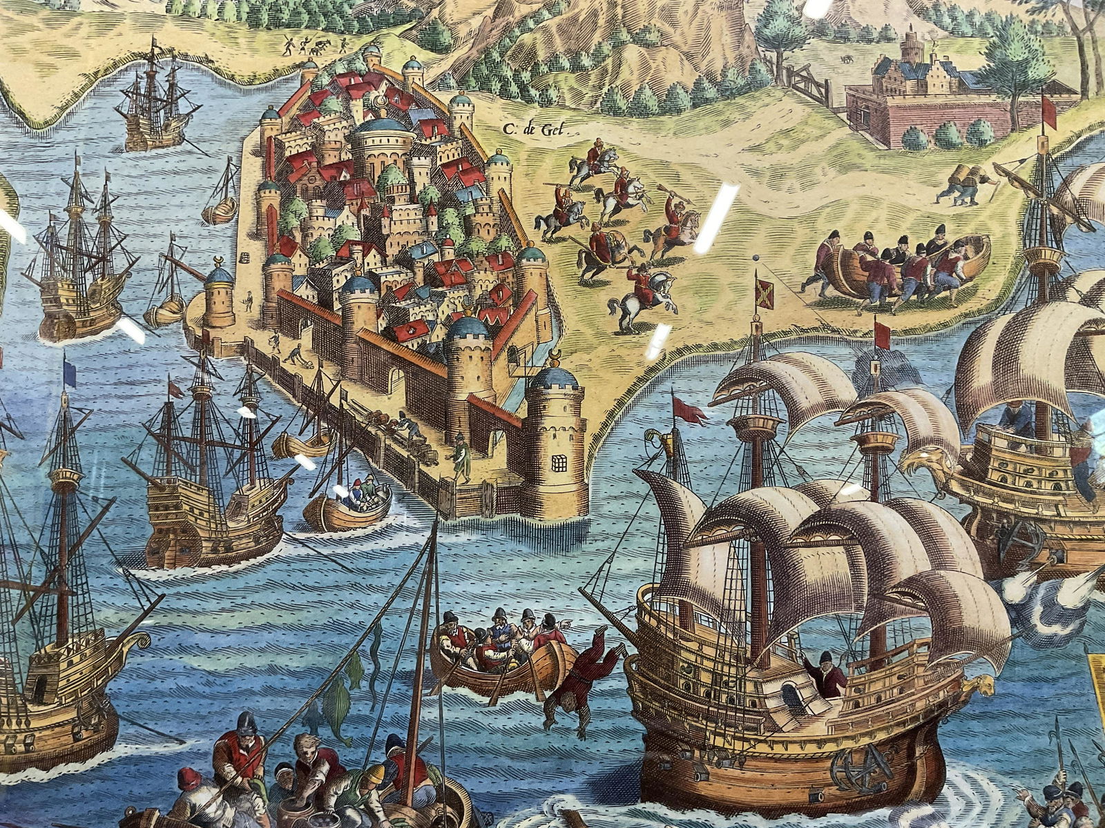 THEODOR DE BRY Naval Combat Offset Lithograph (1 of 7)