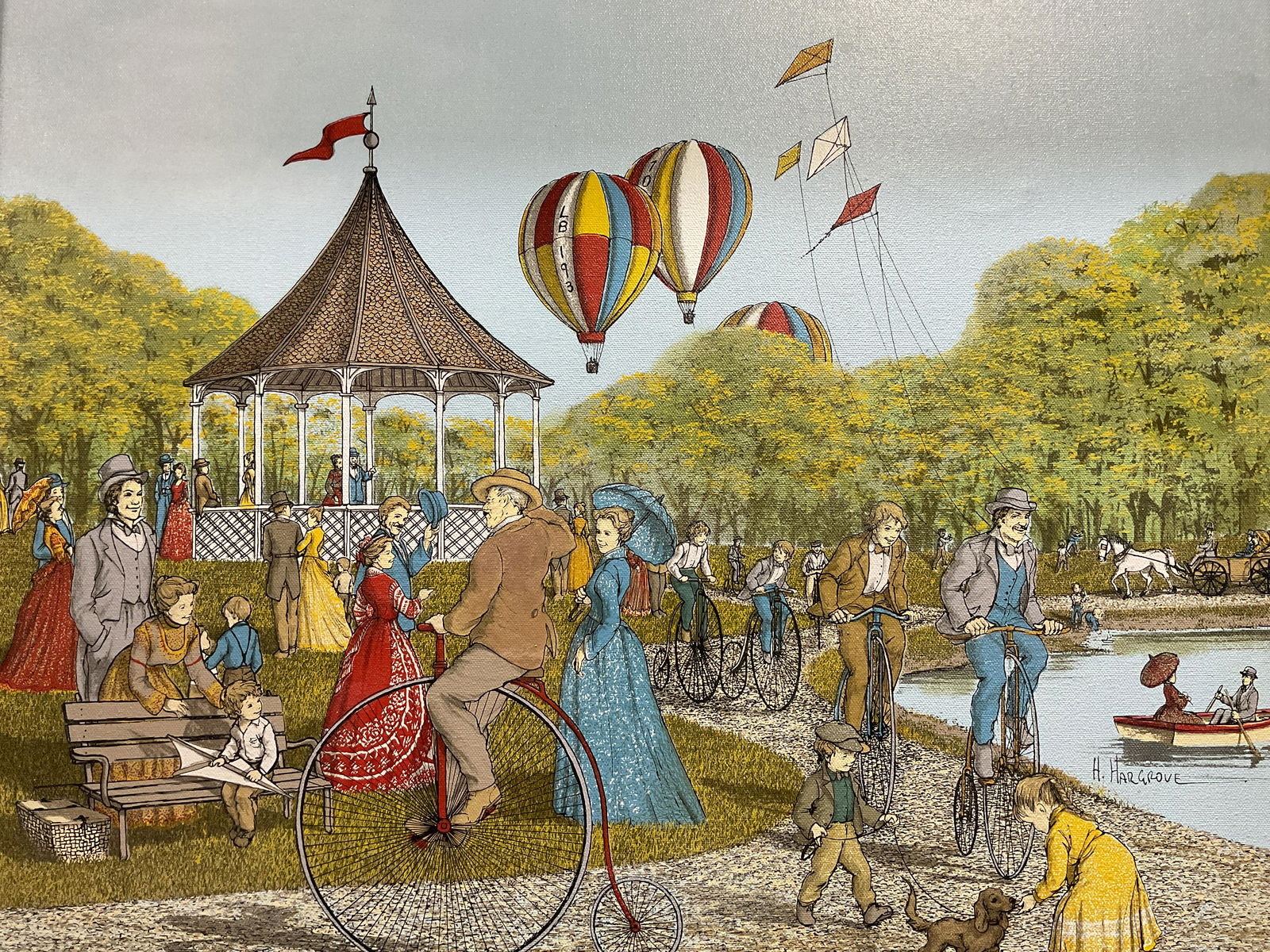 H HARGROVE Park Scene Giclee Artwork (1 of 7)