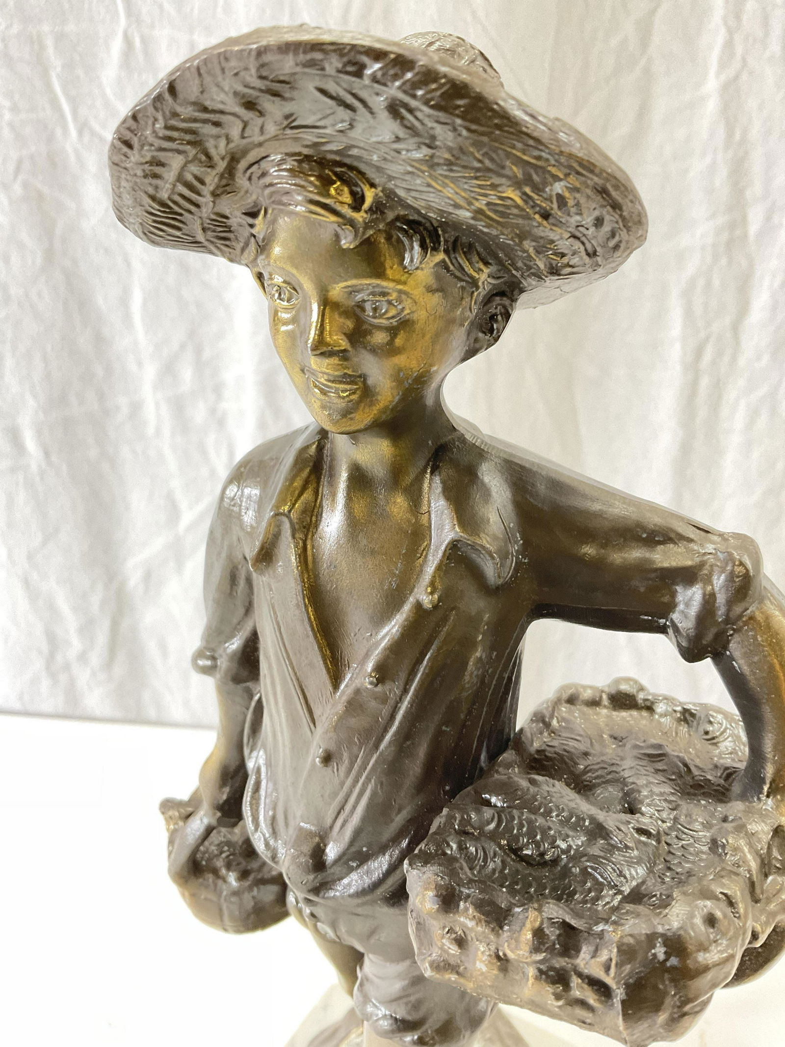 Metal Figurine of Young Fisherman, Italy (1 of 6)