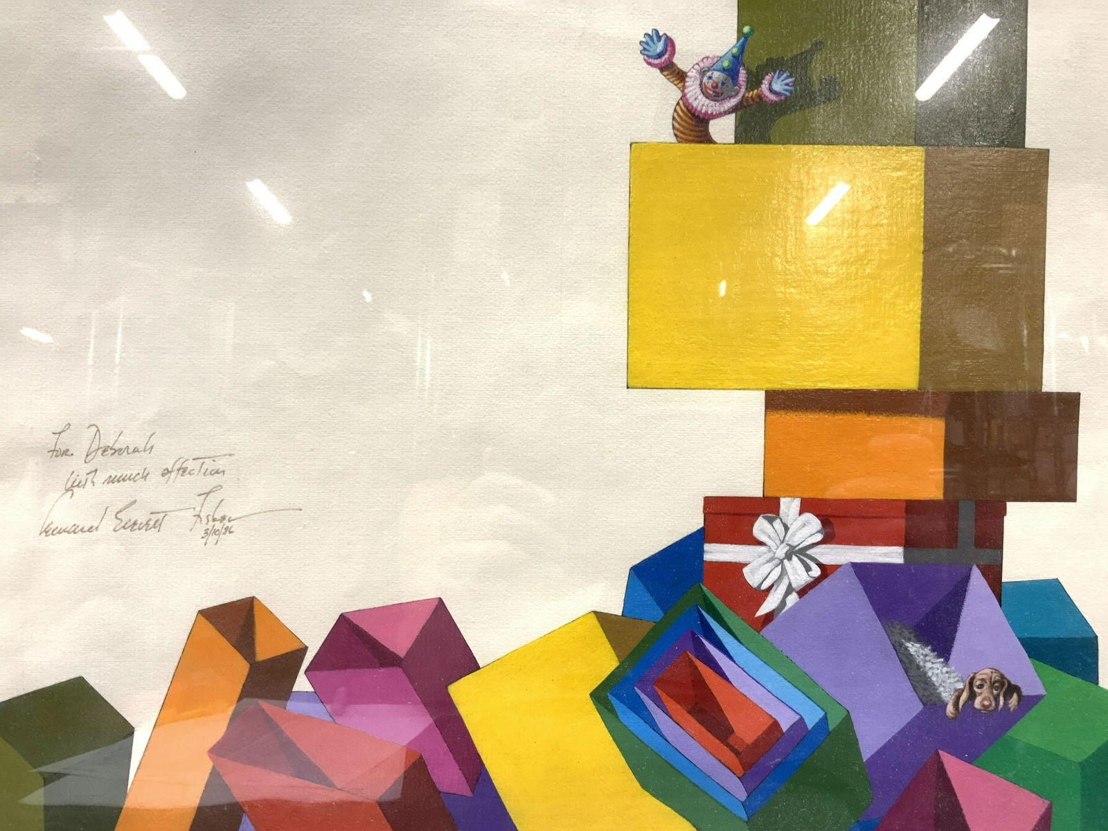 SIGNED L.E.F. framed Acrylic Block Painting (1 of 12)