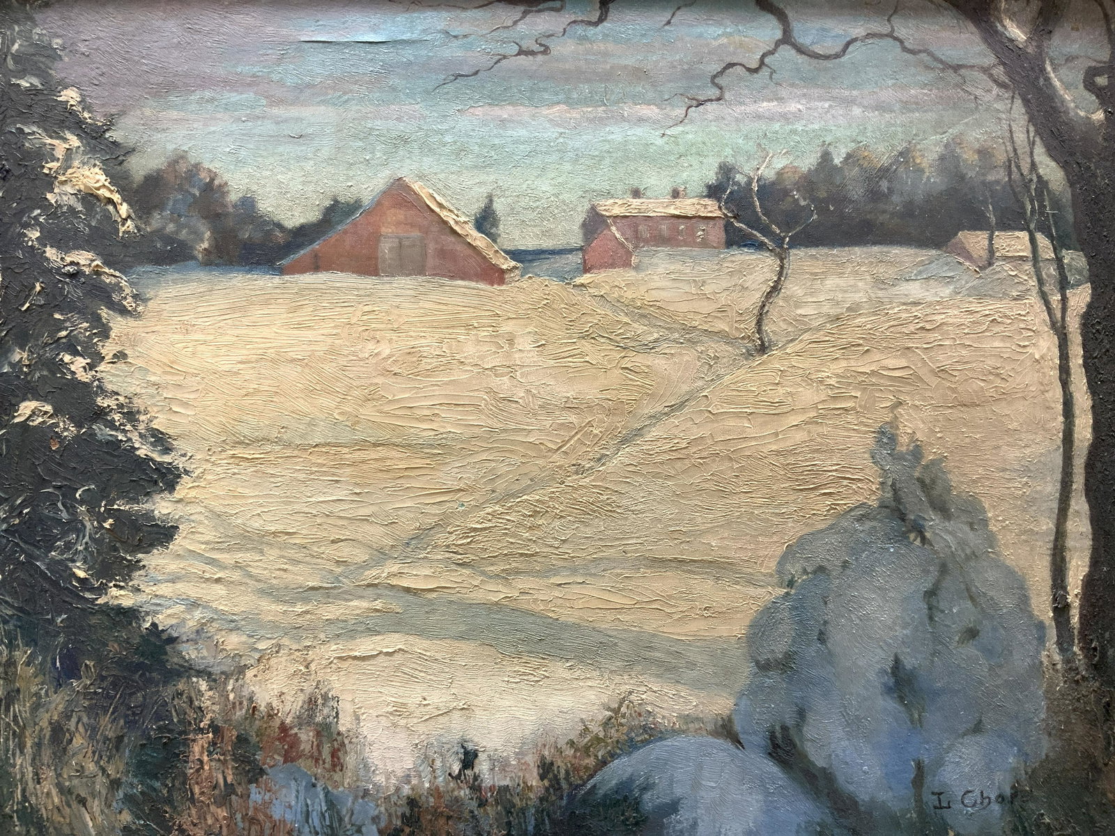 Signed L. Gbod Framed Acrylic Landscape Painting (1 of 13)