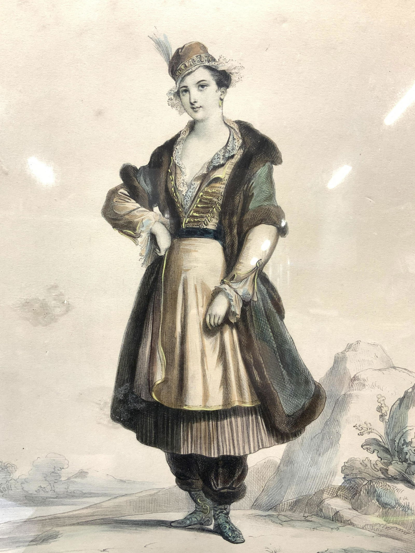 SIGNED A. Deveria Painted Woman Figural Etching (1 of 14)