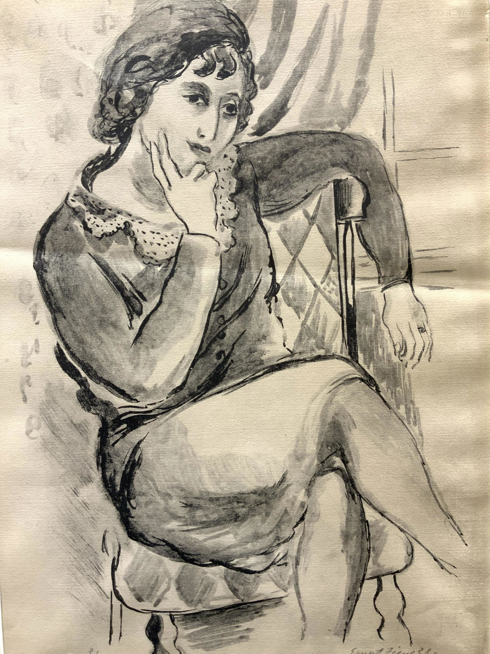 ERNEST FIENE Girl In Rocker Lithograph (1 of 11)