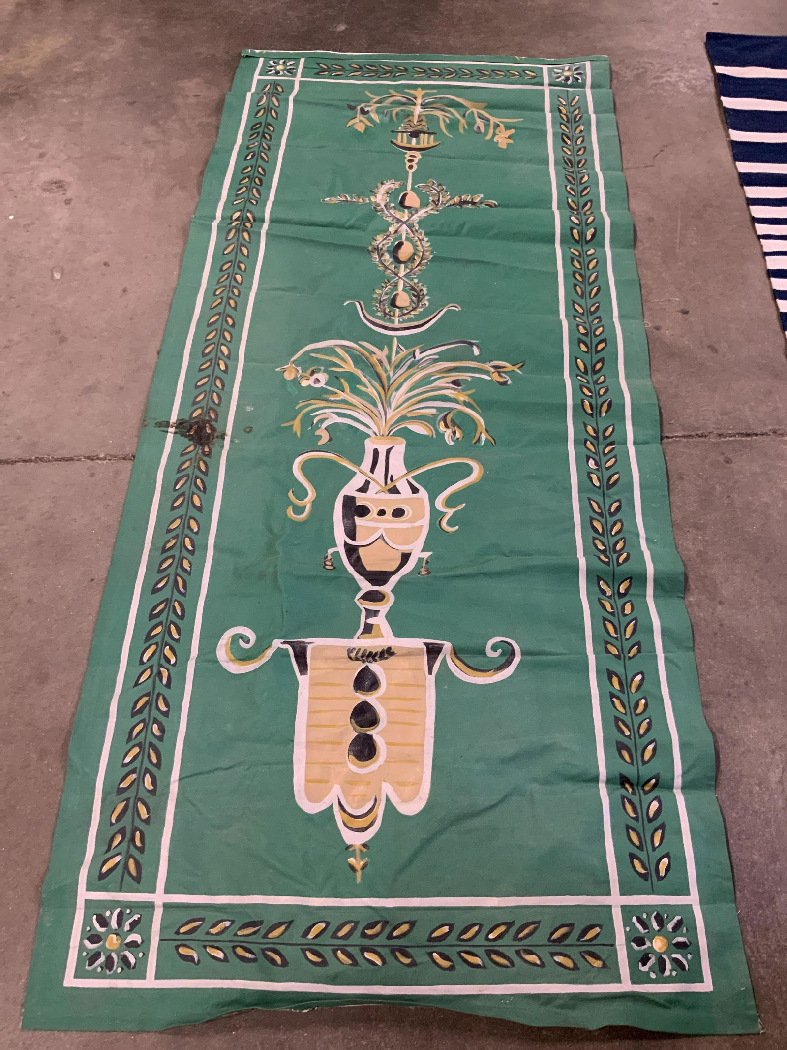 Hand Painted Vase Motif Floor Cloth (1 of 9)