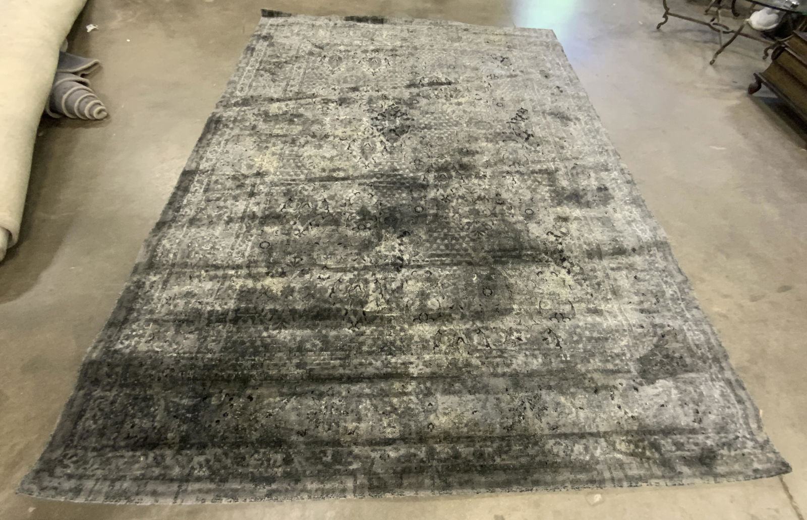 NYLA Charcoal Damask Oversized Area Rug (1 of 9)