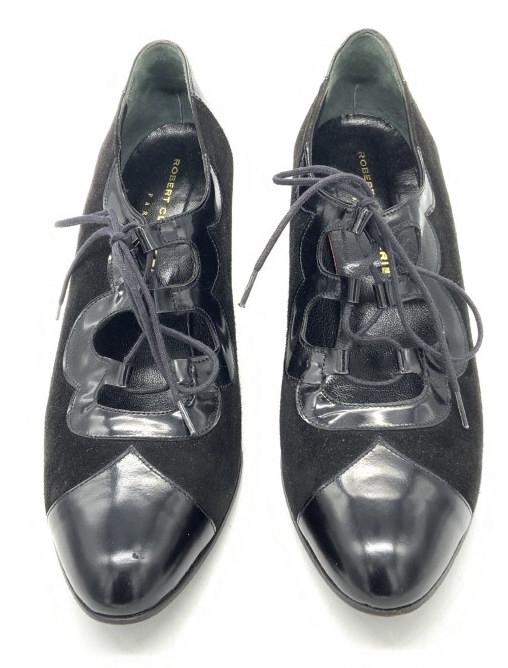 ROBERT CLERGERIE Lux Black Suede & Leather Heels (1 of 6)