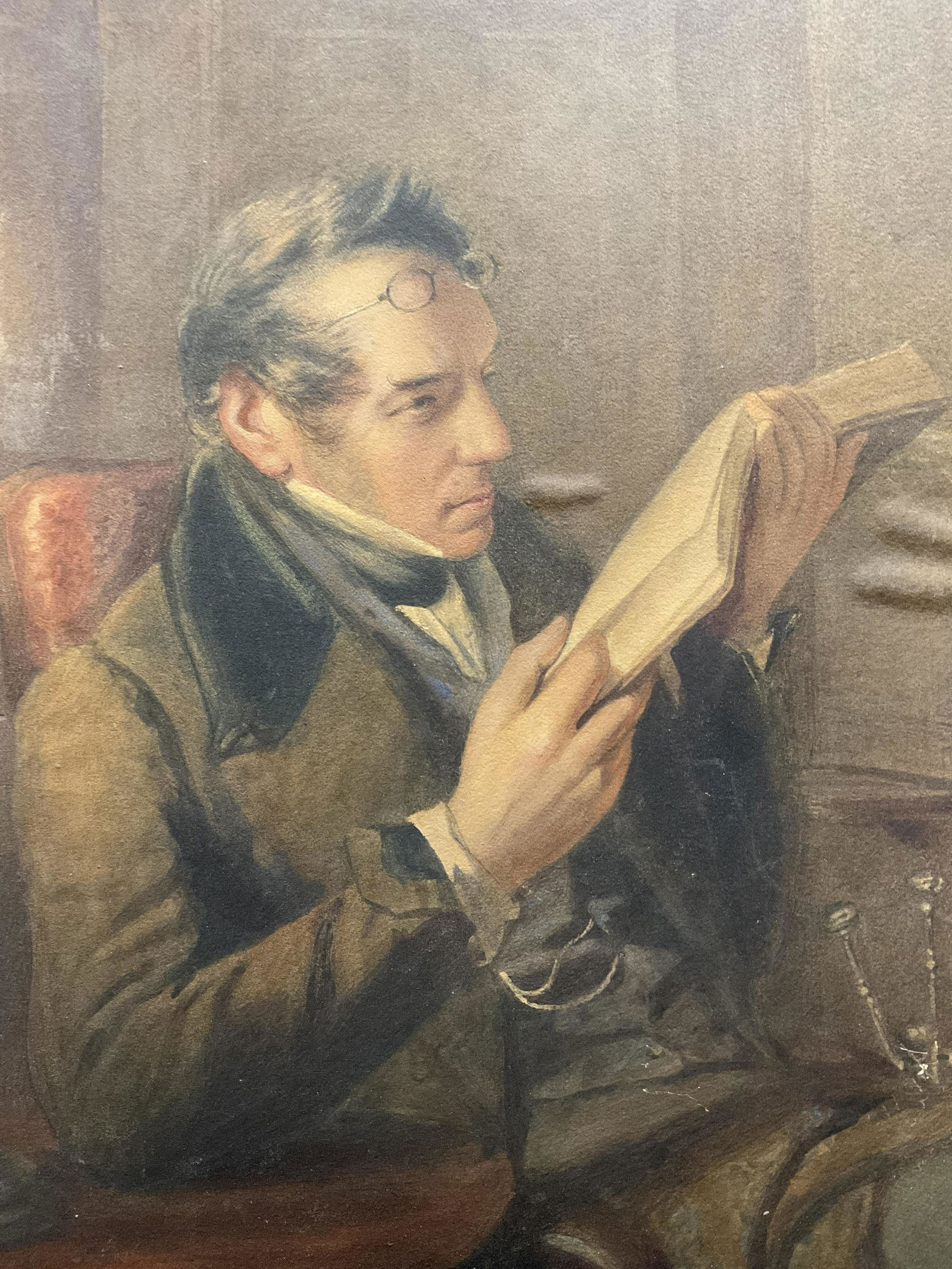Lithograph of a Gentleman Reading a Book (1 of 8)