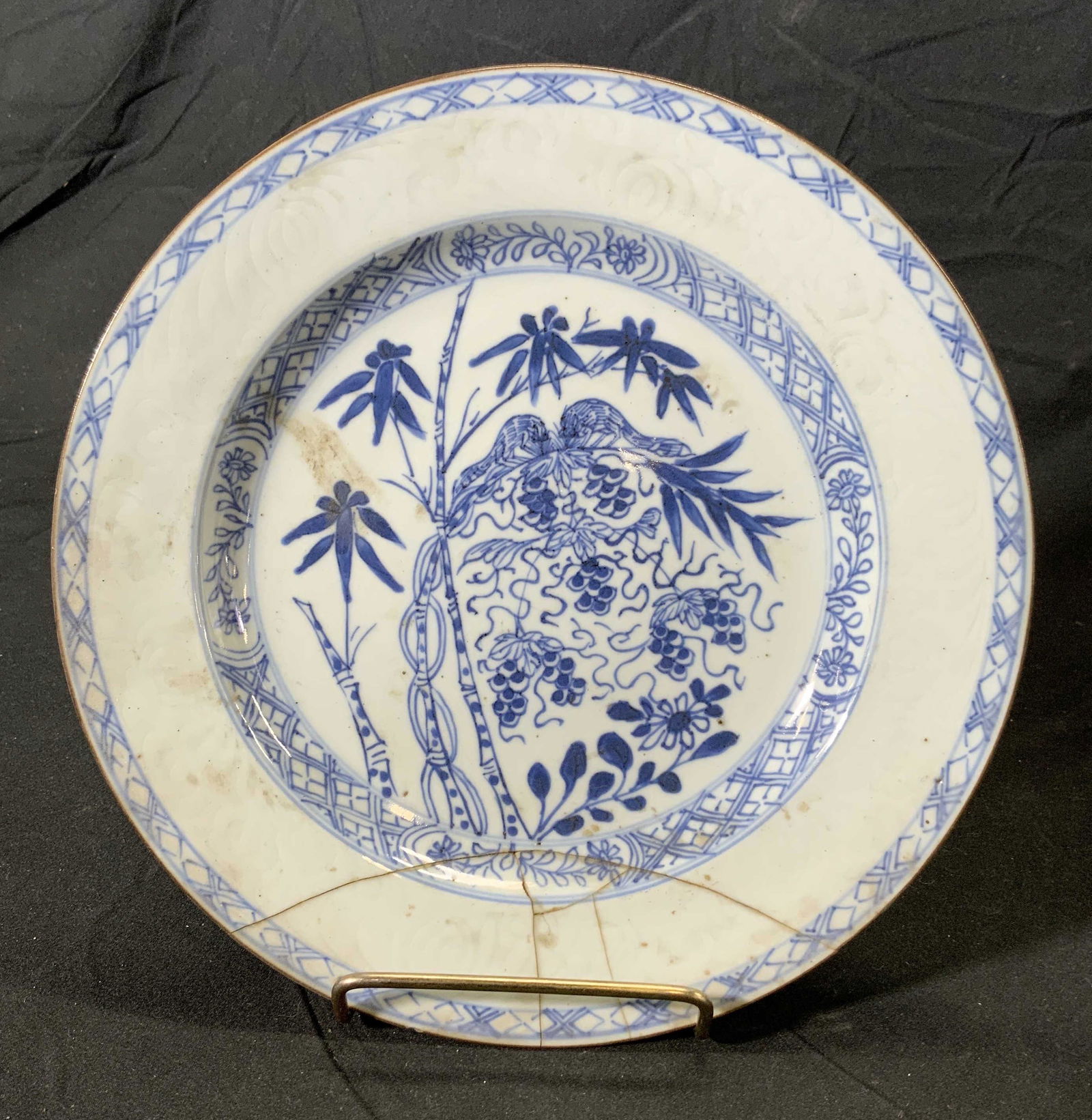 Vintage Hand Painted Asian Plate w Bamboo Motif (1 of 4)