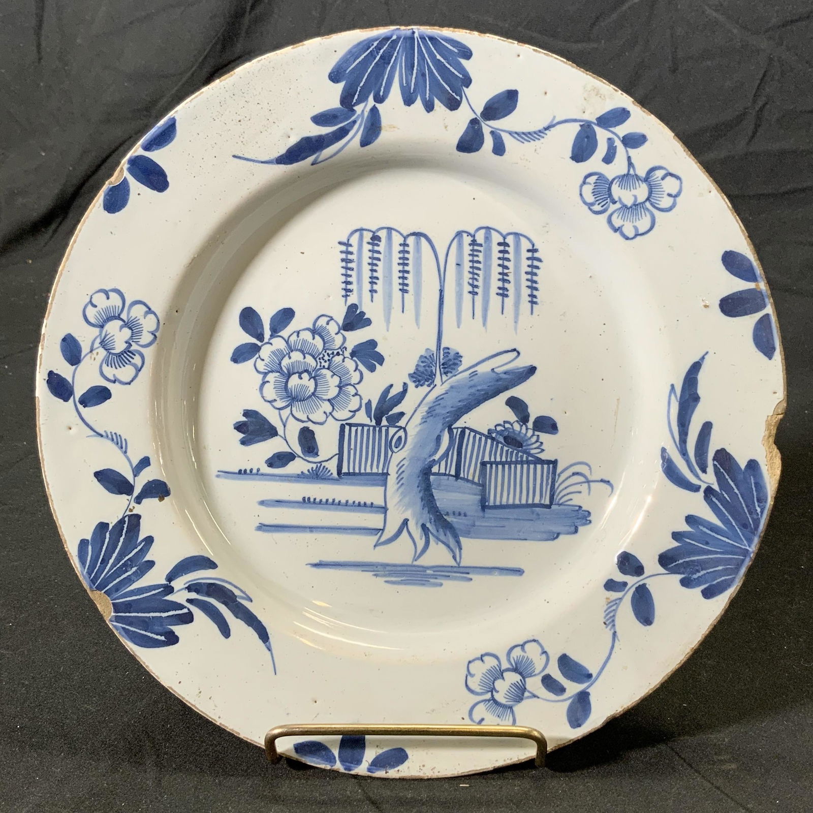 Vintage Asian Hand Painted Willow Tree Plate (1 of 4)