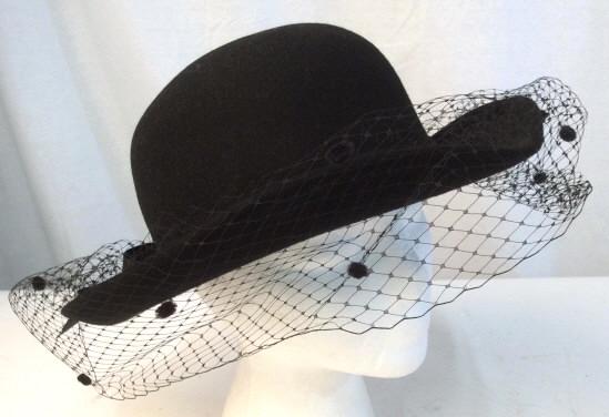 Vintage Black Wool Hat with Veil (1 of 8)