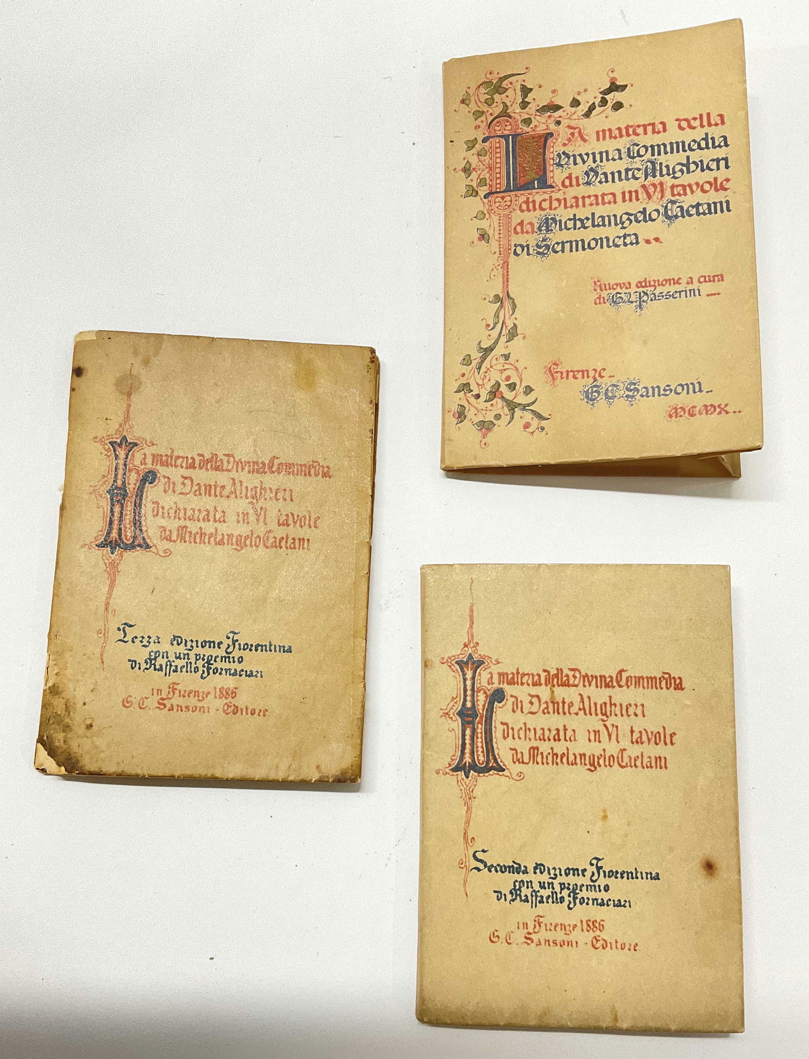 3 Antq Miniature Book, Divina Commedia, Alighieri (1 of 5)