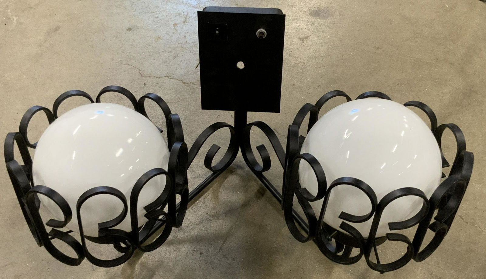 Black Metal Sconce W/ Glass Orbs (1 of 9)