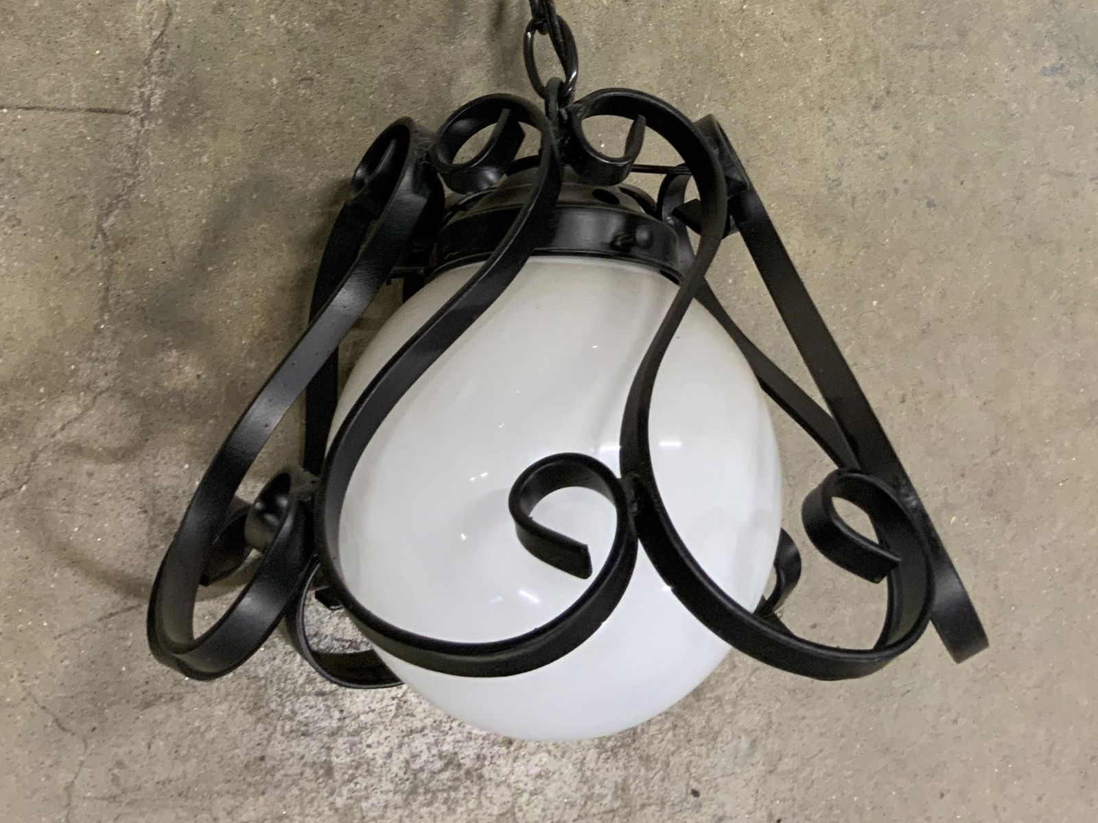 Black Metal Ceiling Light W/ Glass Orb Shade (1 of 9)