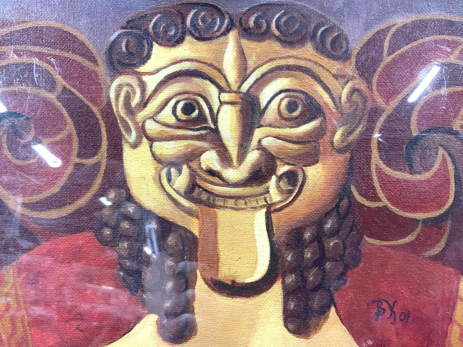 Signed BK 01 Matted Medusa Acrylic Painting (1 of 7)