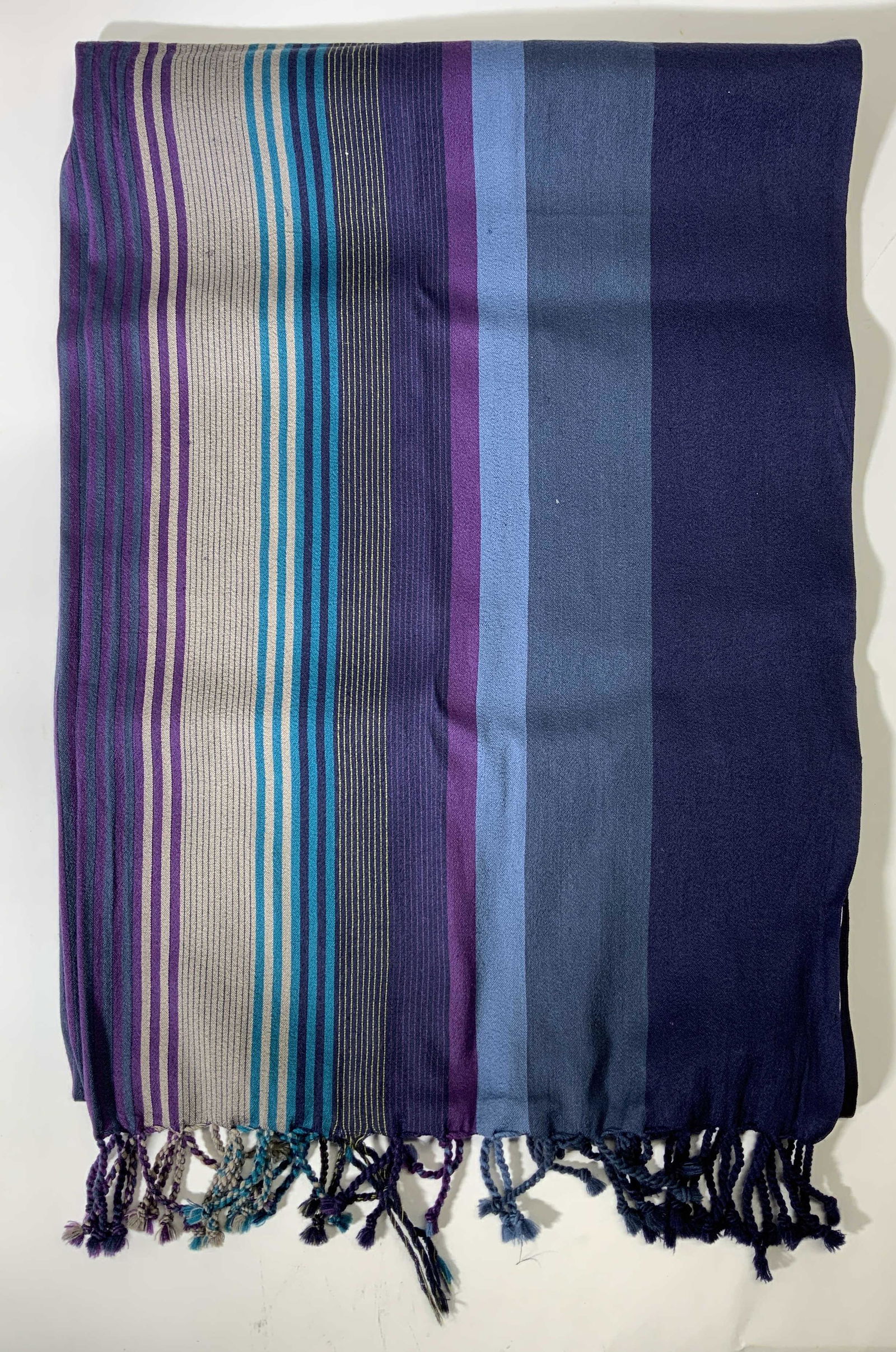PAUL SMITH Blue Striped Tassel Scarf (1 of 5)